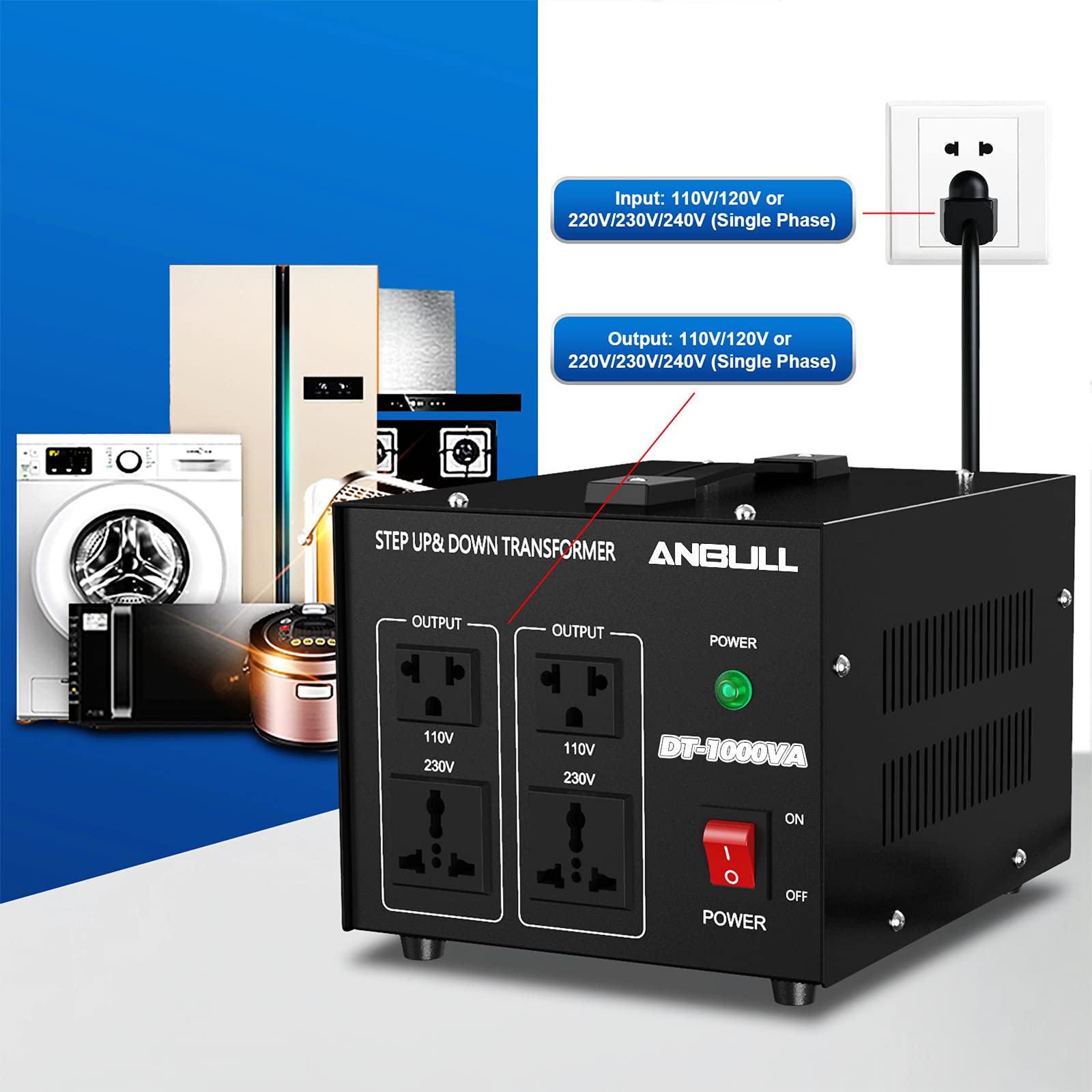 Anbull Voltage Converter 1000 Watt Voltage Transformer, 220V / 230V / 240 Volt To 110V / 120 Volt Or 110V / 120 Volt To 220V / 2