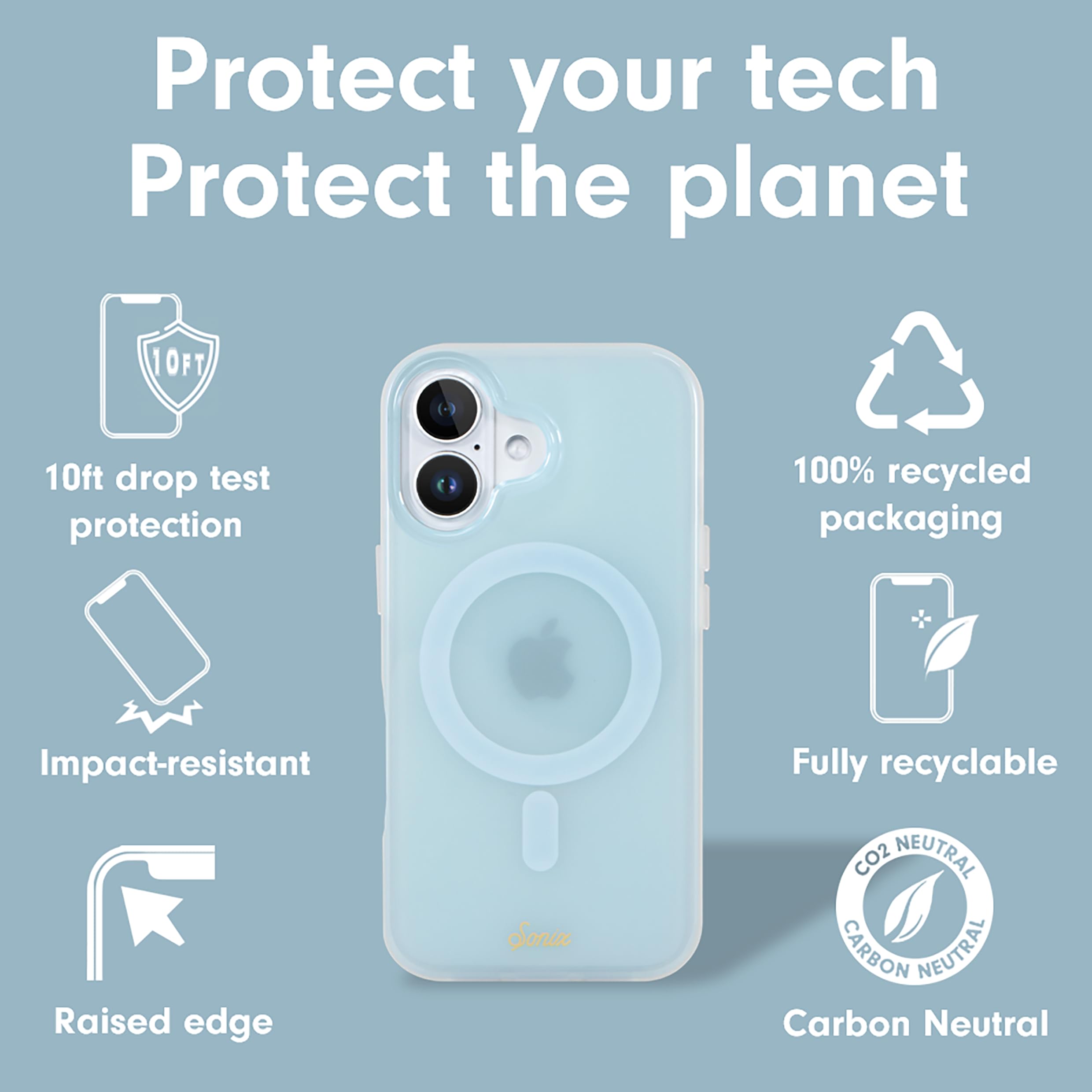Sonix Case For Iphone 16 | Compatible With Magsafe | 10Ft Drop Tested | Jelly Sky Blue
