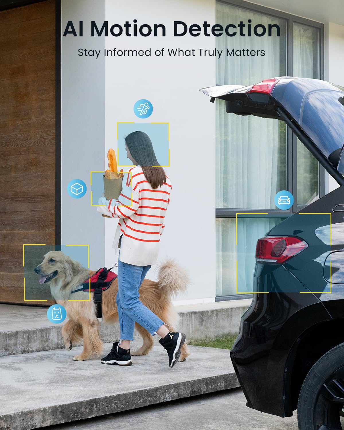 Iegeek Solar Camera Outdoor Wireless, 2K Wifi Battery Powered Cameras System For Home Security With Embedded Solar Panel, Ai Mot