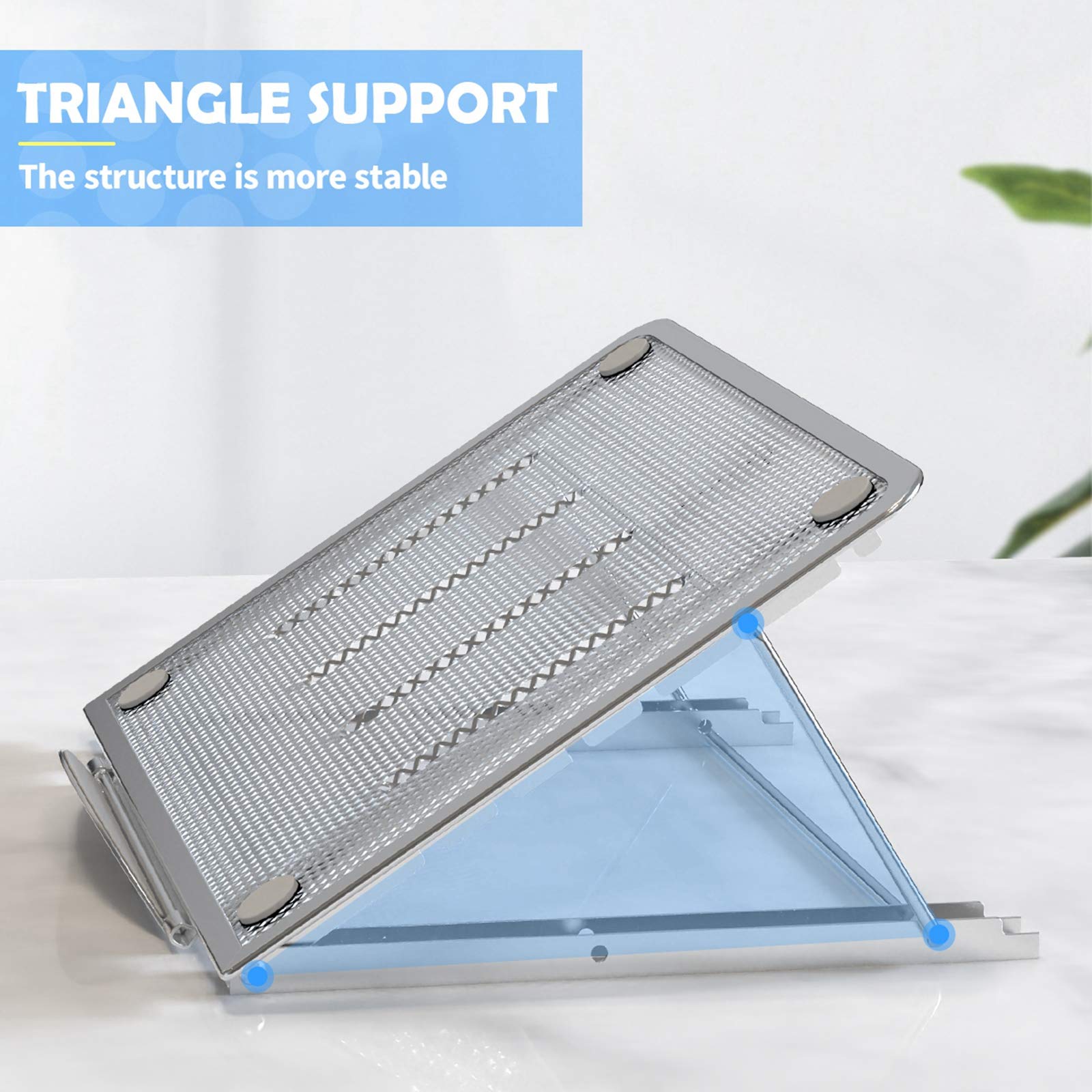 Klsniur Laptop Stand, Tablet Laptop Holder Stand Foldable Ventilated Adjustable Laptop Computer Holder Desk Stand Universal Lightweight Ergonomic Tray Cooling (Silver)