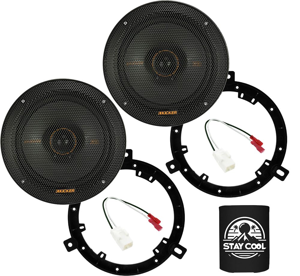 KICKER Rear Door 6.5 Speakers Kit for Jeep Grand Cherokee 2011-2022 Upgrade Kit - Pair of KS Series 6 1/2 Inch Coaxial Speakers
