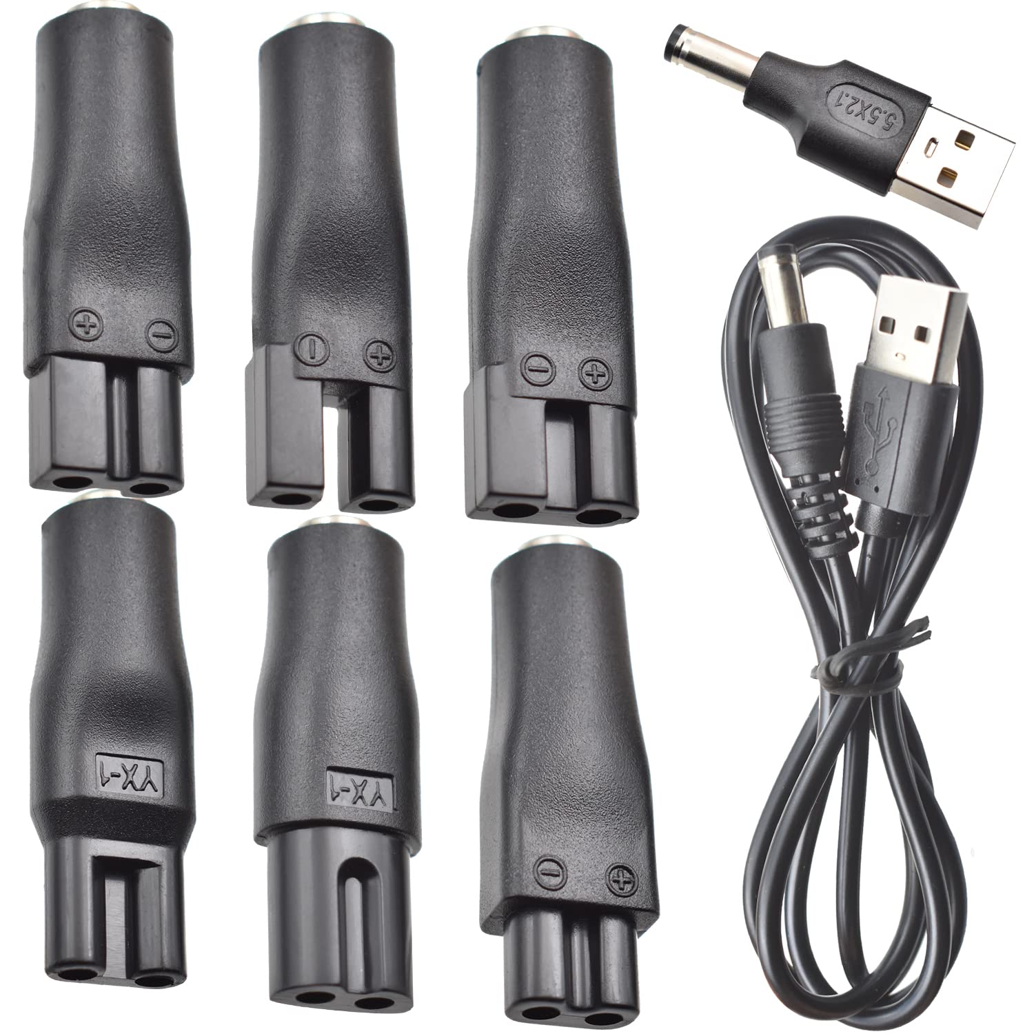 8 Pcs Power Cord 5V Replacement Charger Usb Adapter Suitable For Hair Clippers, Beard Trimmers, Shavers, Beauty Instruments, Des