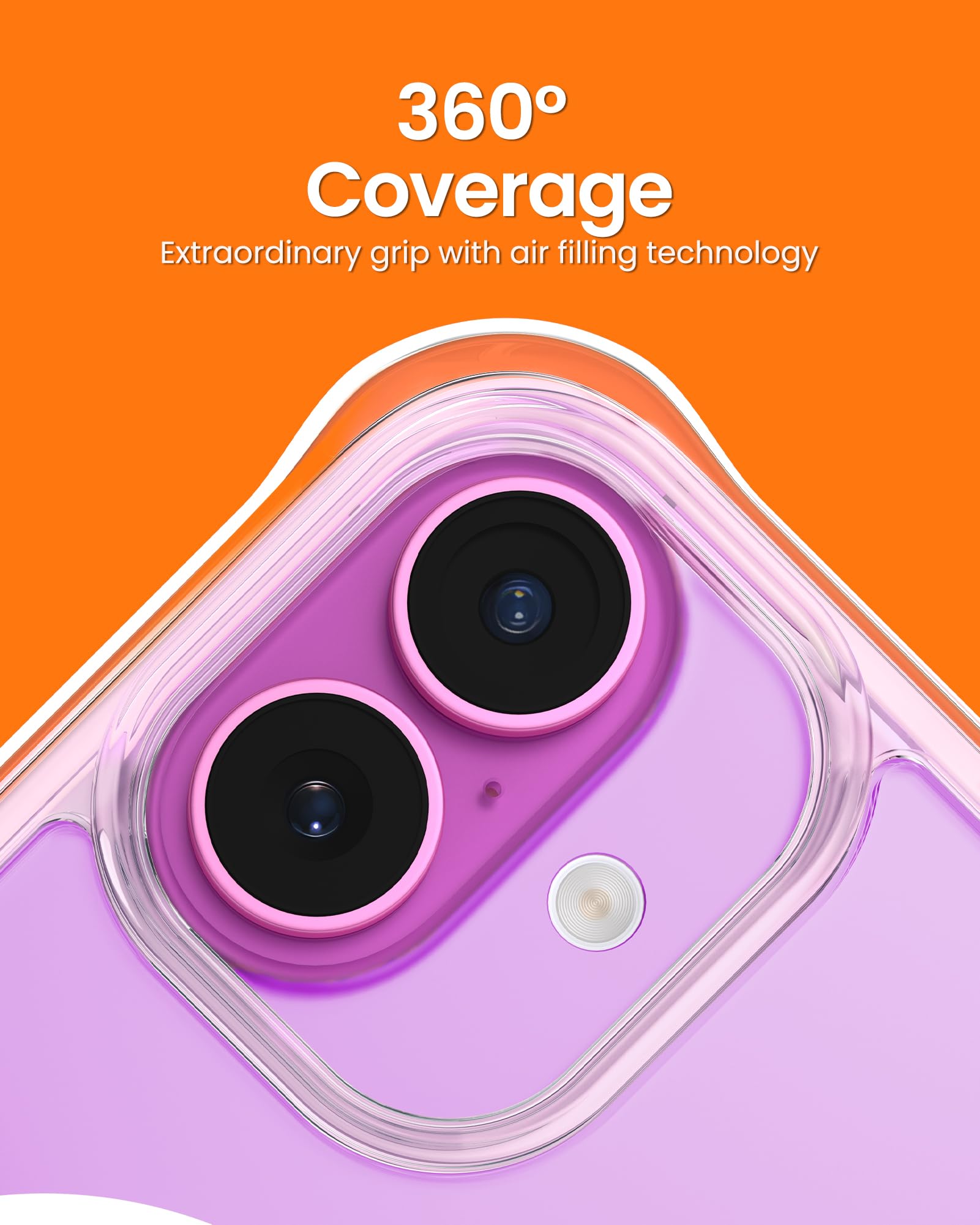 Ornarto Air Case For Iphone 16 Plus Clear, Compatible With Magsafe, Military Grade Drop Protection Cover With Built In Air Pink