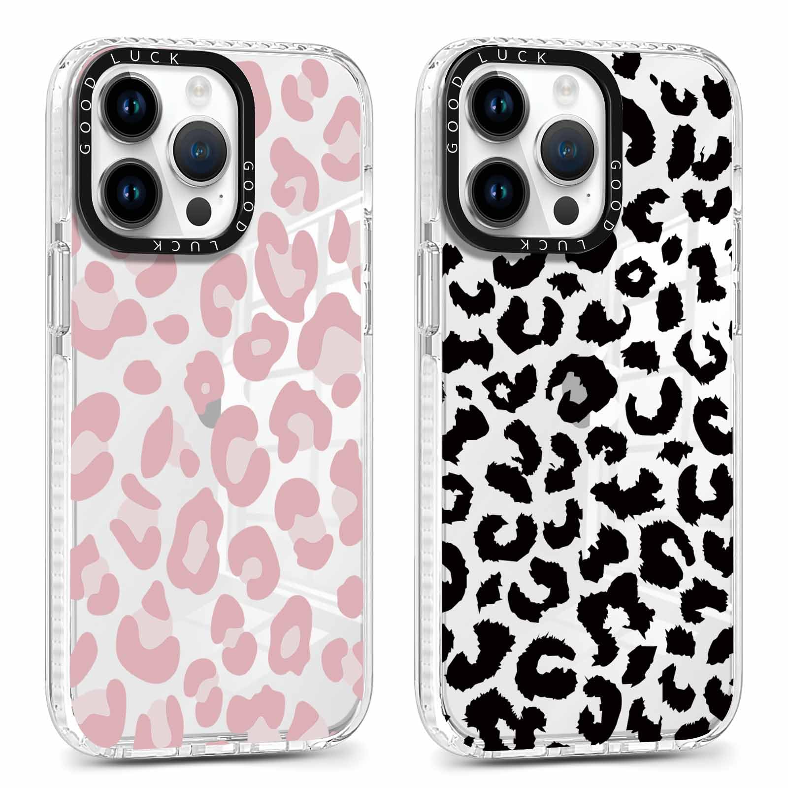 Rumdey 2 Pack Cute Clear Leopard Cases For Iphone 14 Pro 6.1'' Phone Case, Cheetah Print Design Cases Soft Silicone Slim Tpu Sho