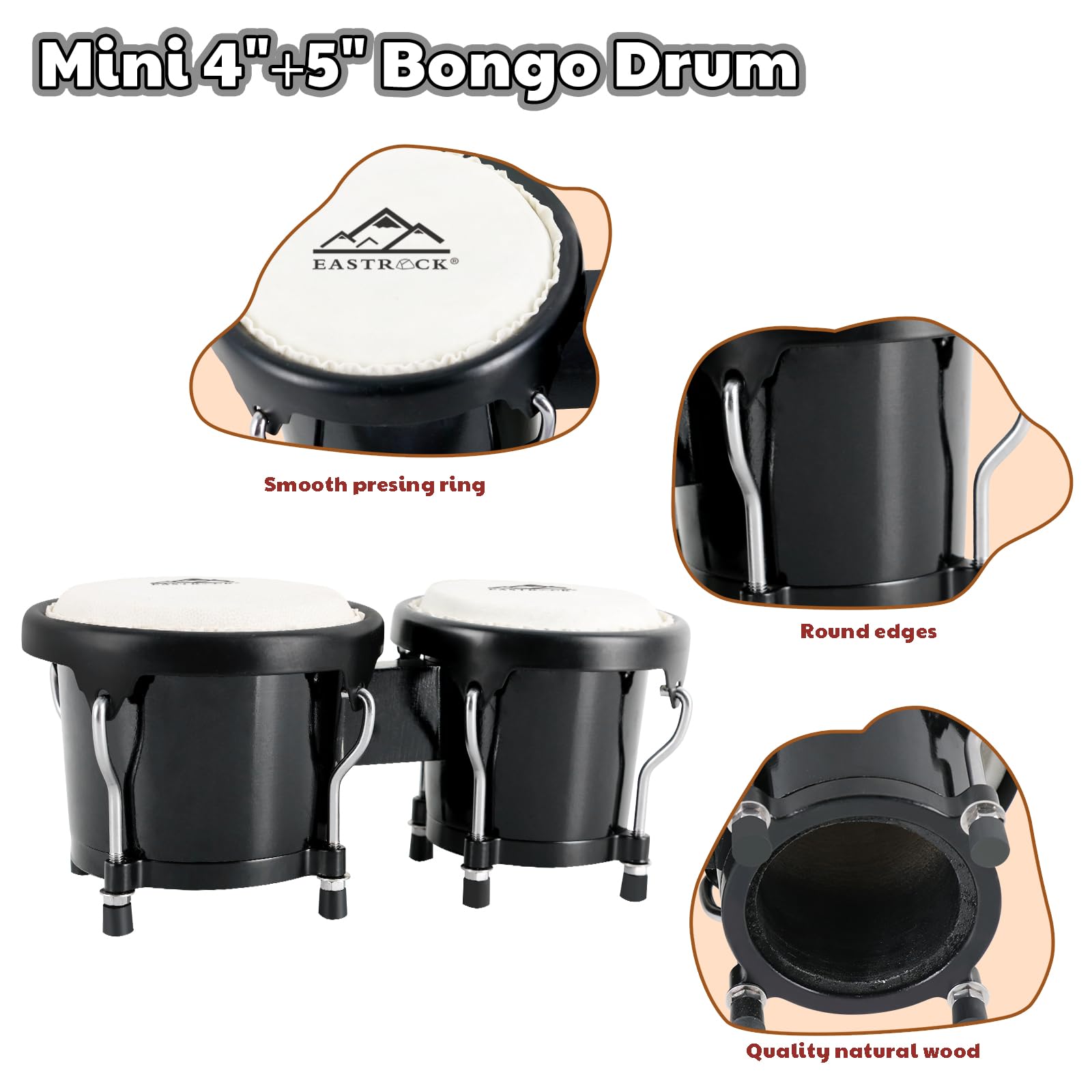 Eastrock Bongo Drum 4    And 5    Bongos Set For Adults Kids Beginners Professionals Tunable Wood Hand Drum Percussion Instrumen