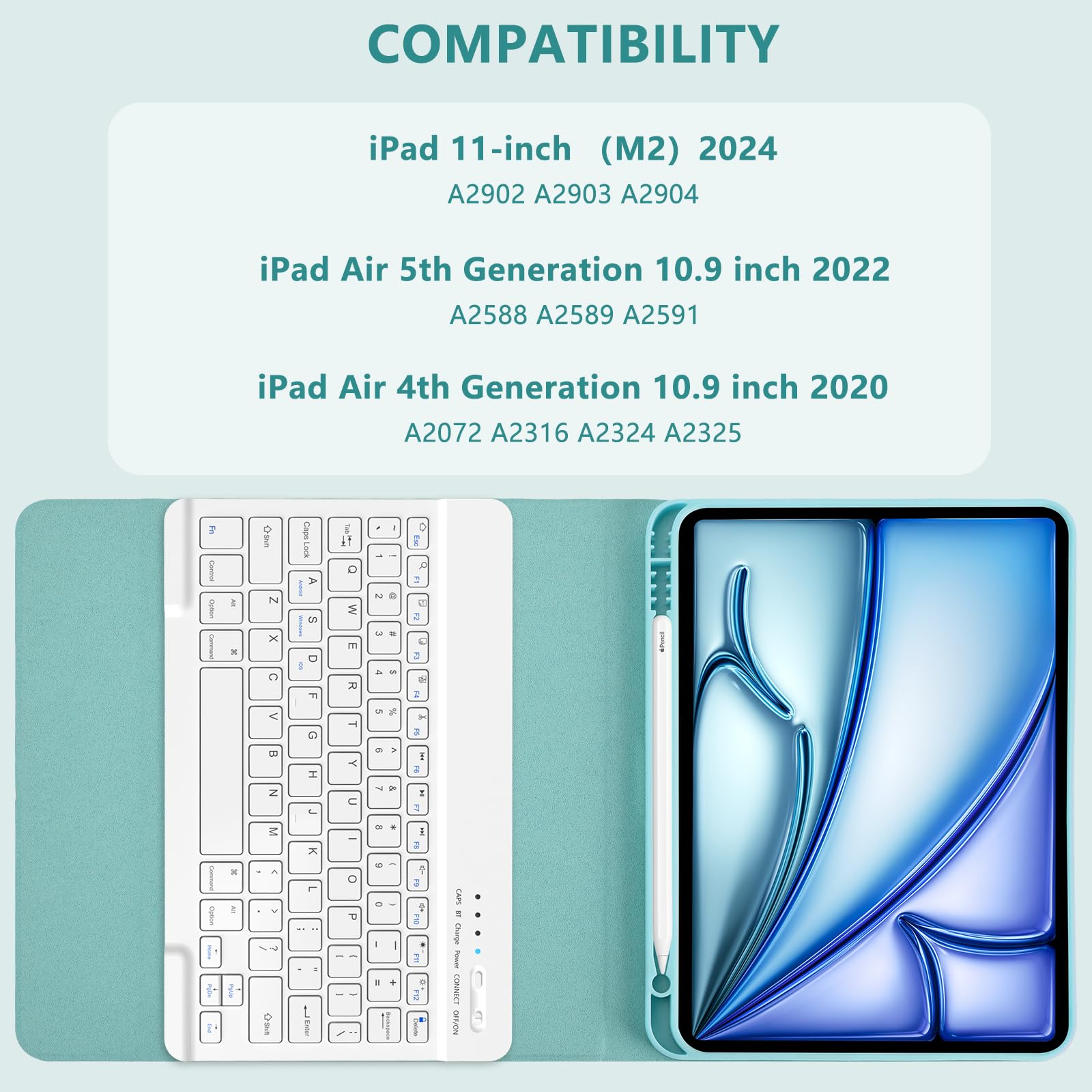 Fuwang Keyboard Case For Ipad Air 11 Inch (M2) 2024 & 10.9 Inch For Ipad Air 5Th 4Th Generation Case With Keyboard   Detachable