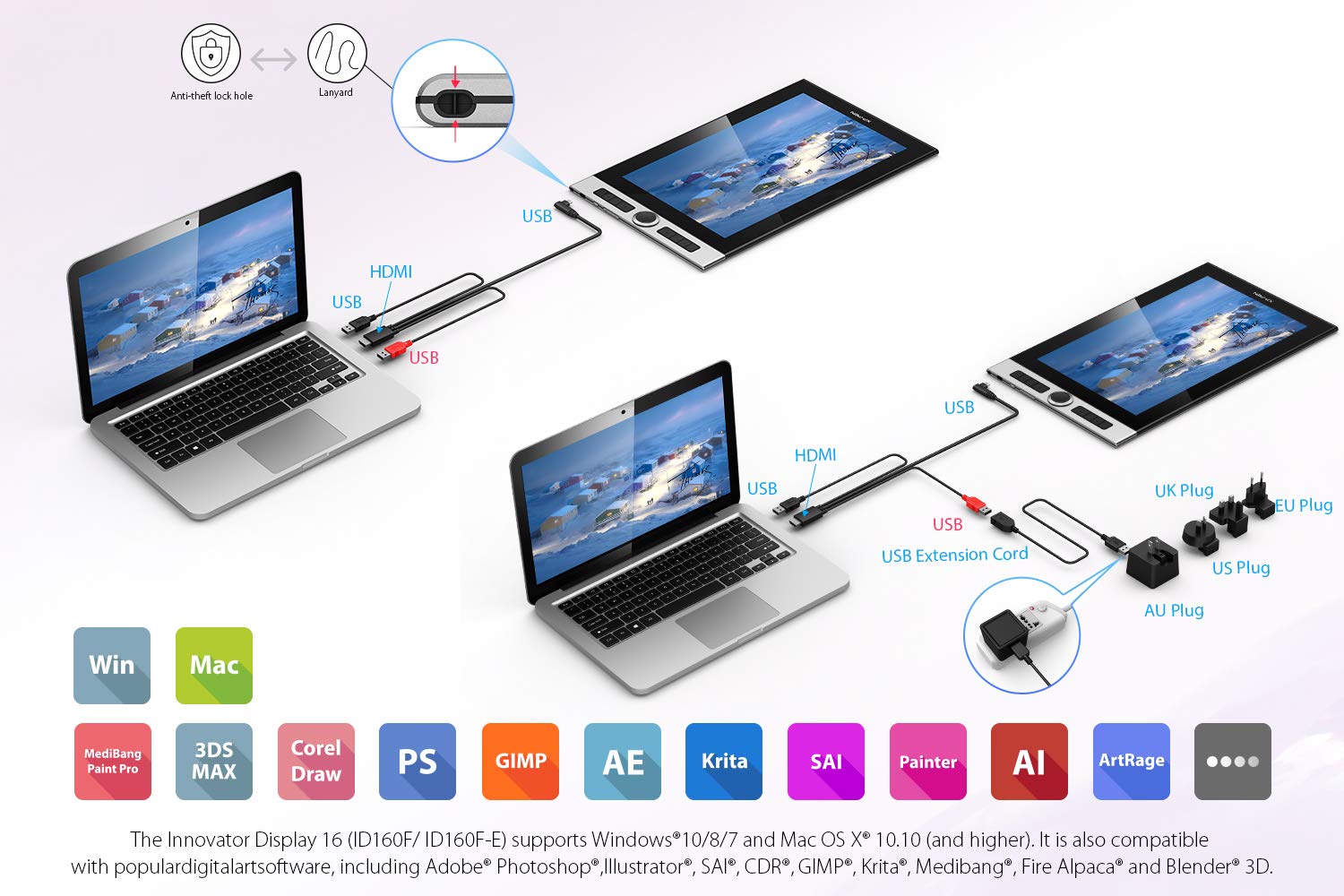 Xppen Innovator 16 Pen Display 15.6 Inch Drawing Monitor Full-Laminated Technology Graphics Monitor With Tilt Support Passive Pe