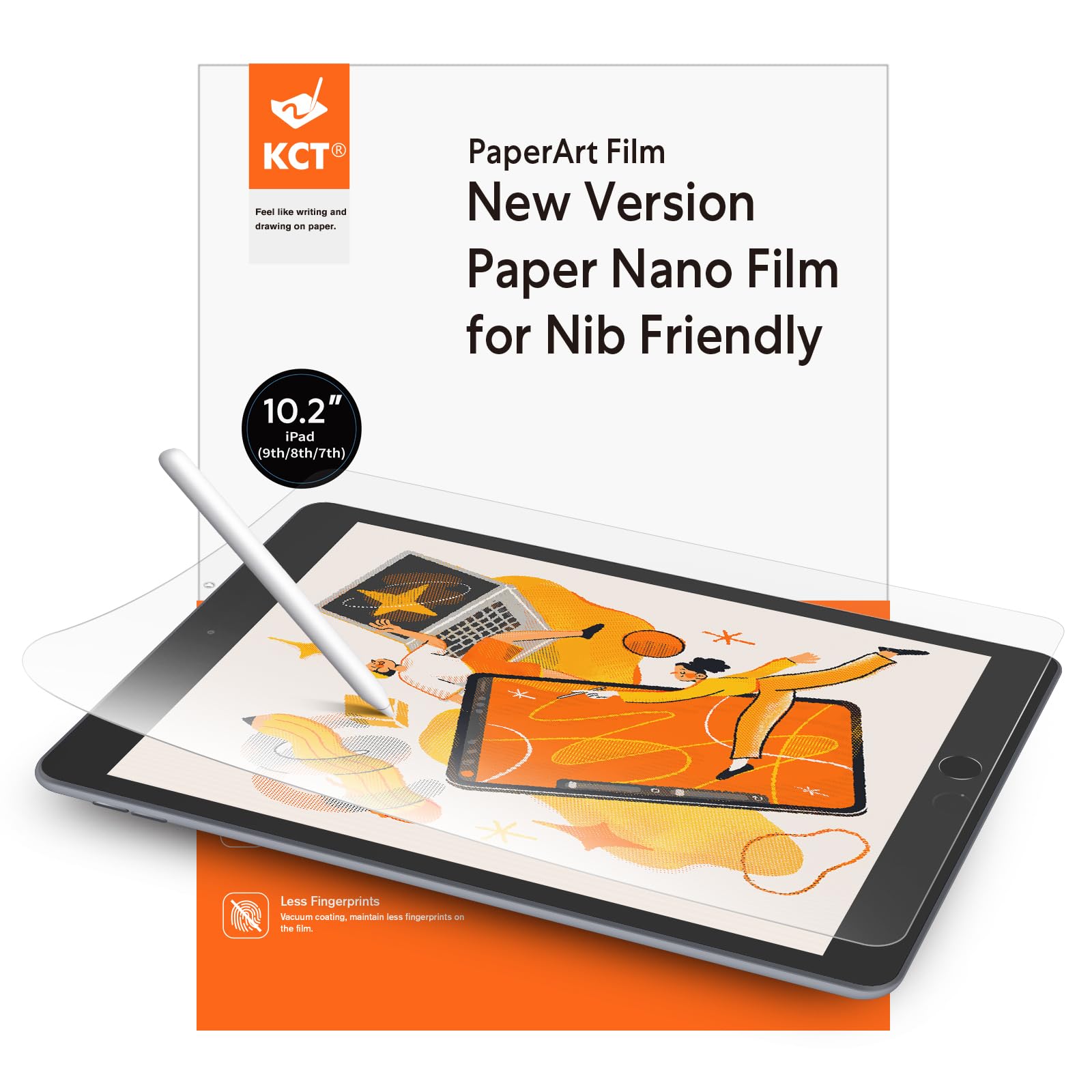 Kct 2 Pack Paperfeel Screen Protector Compatible With Ipad 9Th/8Th/7Th (10.2 Inch, 2021 2019), Matte Pet Film, No Glare, Compatible With Apple Pencil