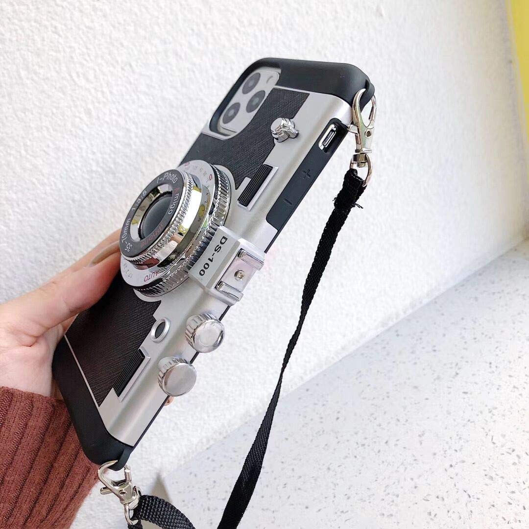 Unnfiko Emily In Paris Phone Cases For Iphone 15 Pro Max, Cute Camera Design, 3D Vintage Camera Cover Phone Case With Wrist Stra
