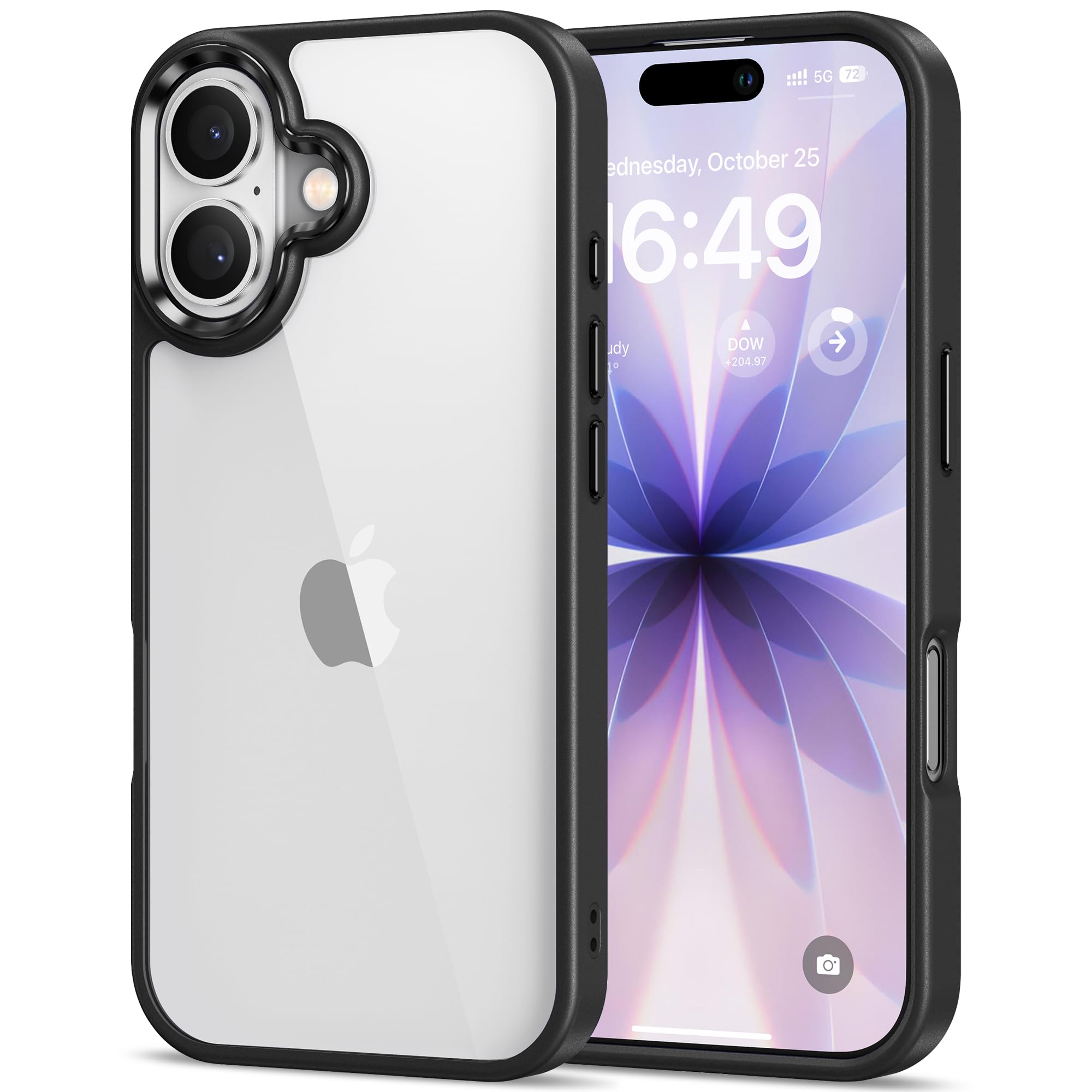 HOOMIL Case for iPhone 17 6.3-Inch, Non-Yellowing, Drop Protection, Anti-Scratch Transparent Hard Back Phone Cover - Black