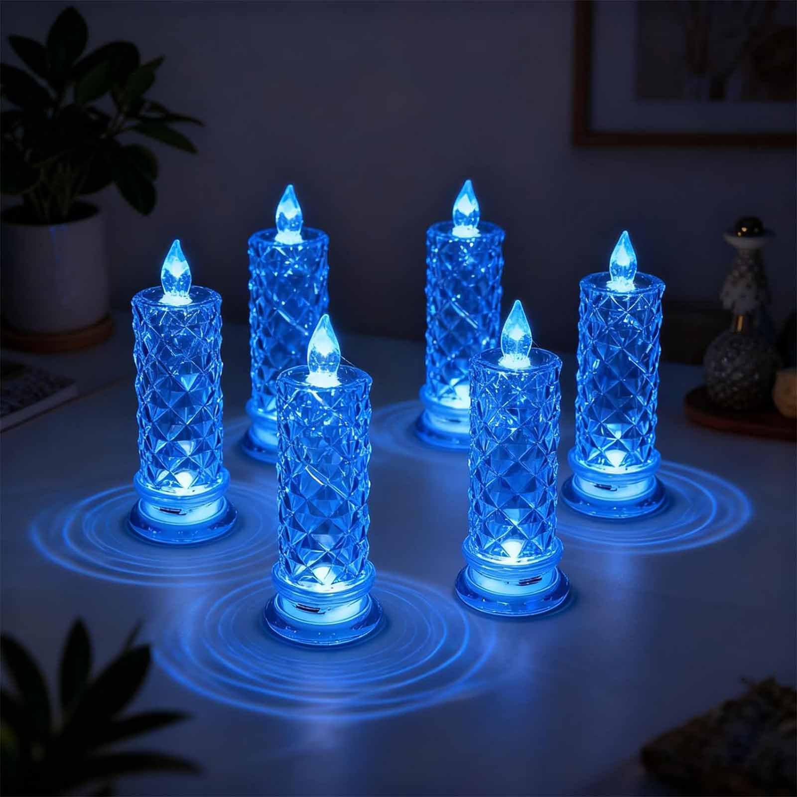 haoyeez Led Crystal Candle Lights, 2/4/6pcs New Christmas Tree Led Candles, Rose Shadow Led Flameless Candles,Safe Flameless Des