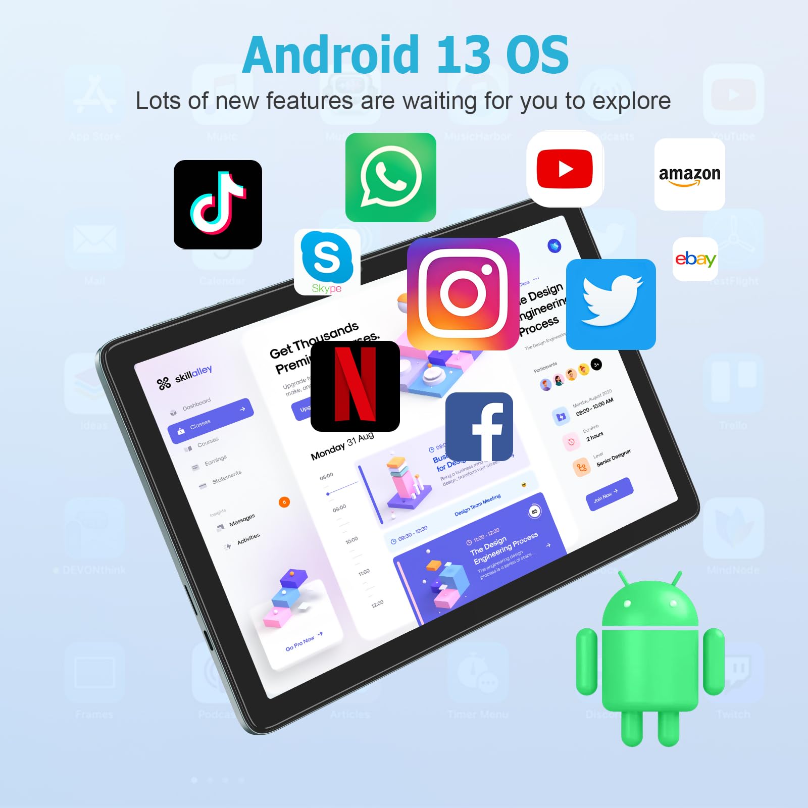 Wdyqje 10.1 Inch Android Tablet, Android 13 Tablets With 128Gb+8(4+4 Expand) Gb, 2.4+5G Wifi Tablet Pc With Fhd Ips Touch Screen