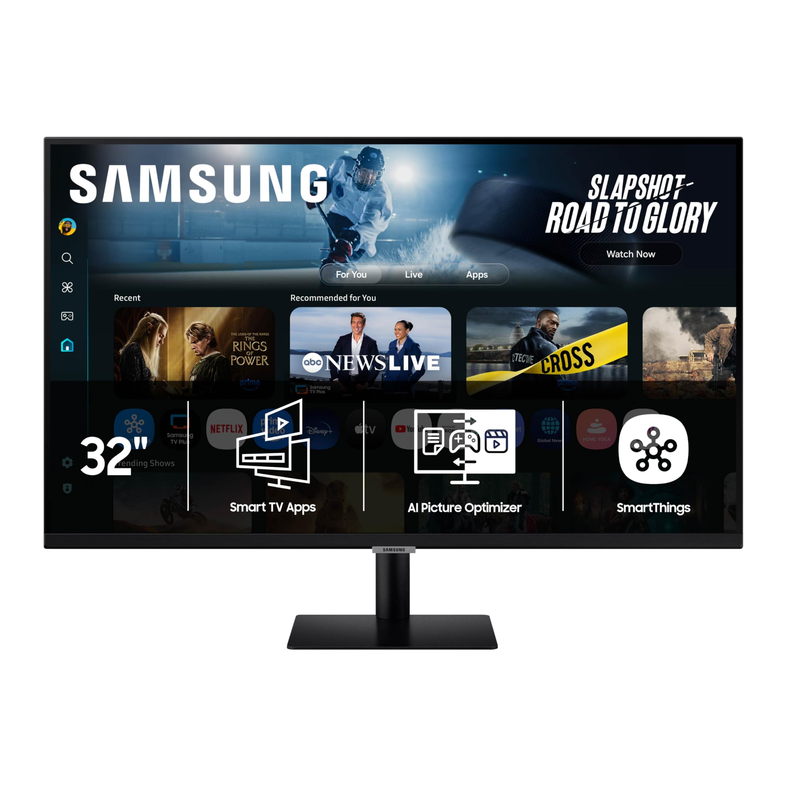 Samsung 32    Smart Monitor M7 (M70F) 4K UHD Display, Samsung Vision AI, Smart TV Apps, Gaming Hub, USB-C, HDMI and USB-A, Black