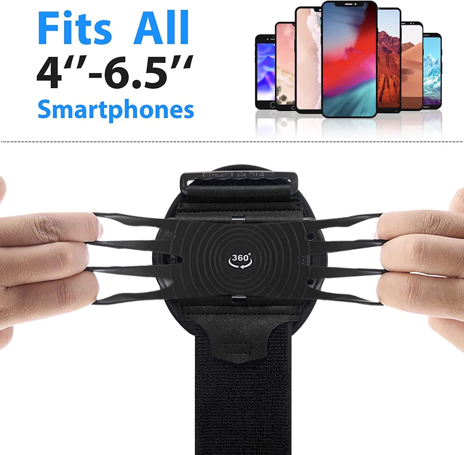 Hlomom Wristband Phone Holder For Running, 360Rotation & Detachable Sports Armband With Key Holder For Iphone 16/15/14/13/12/11/