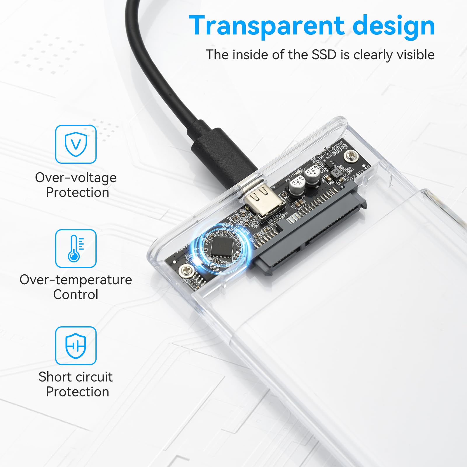 Eluteng 2.5'' Hard Drive Enclosure 5Gbps Usb 3.0 To Sata External Hard Drive Enclosure Tool Free Hard Drive Case For 7Mm 9.5Mm H