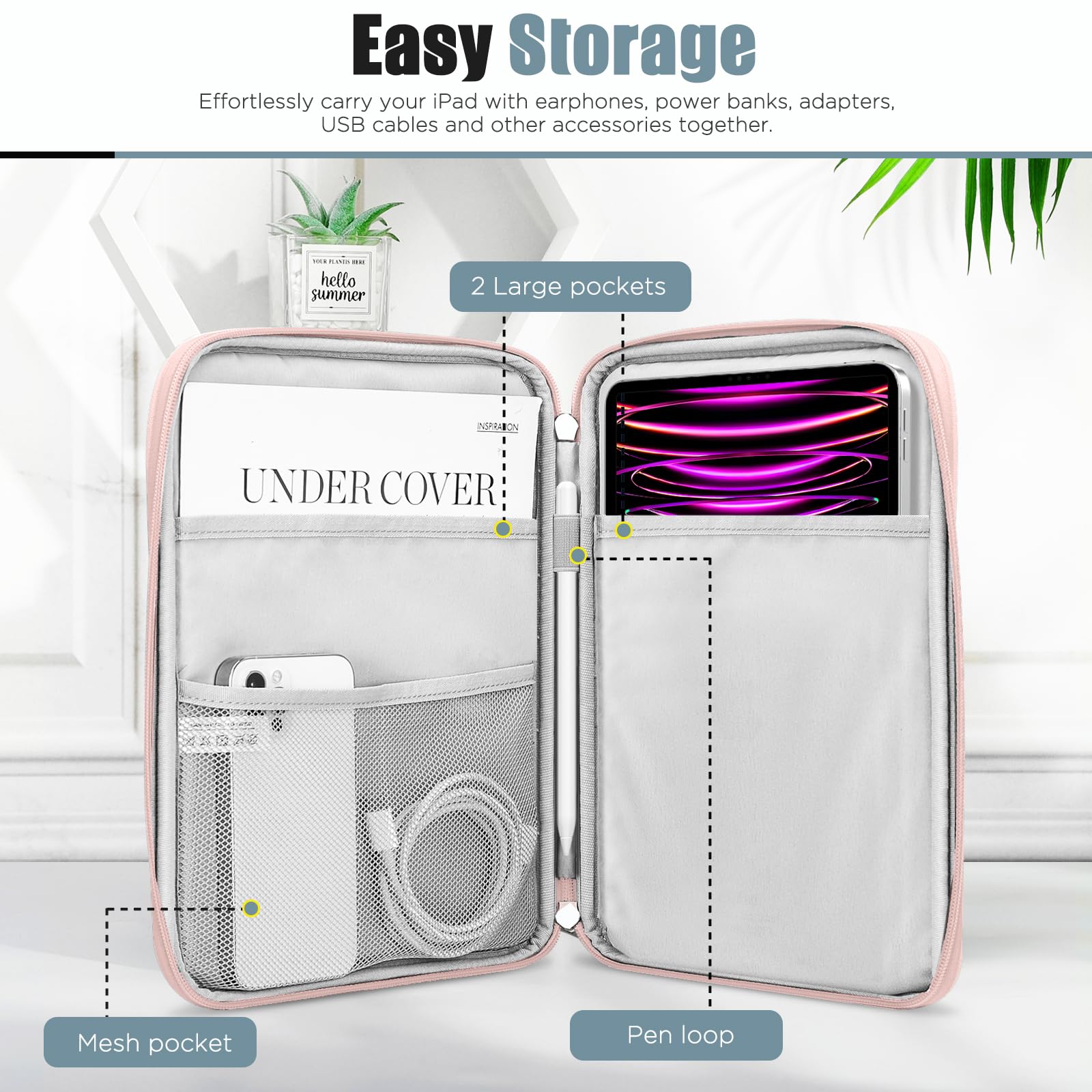 Timovo 13 Inch Tablet Sleeve For Ipad Air 13 Inch 2024,Ipad Pro 13 Inch 2024,Ipad Pro 12.9 M2 2022/2021/2020,Galaxy Tab S8+/S9+