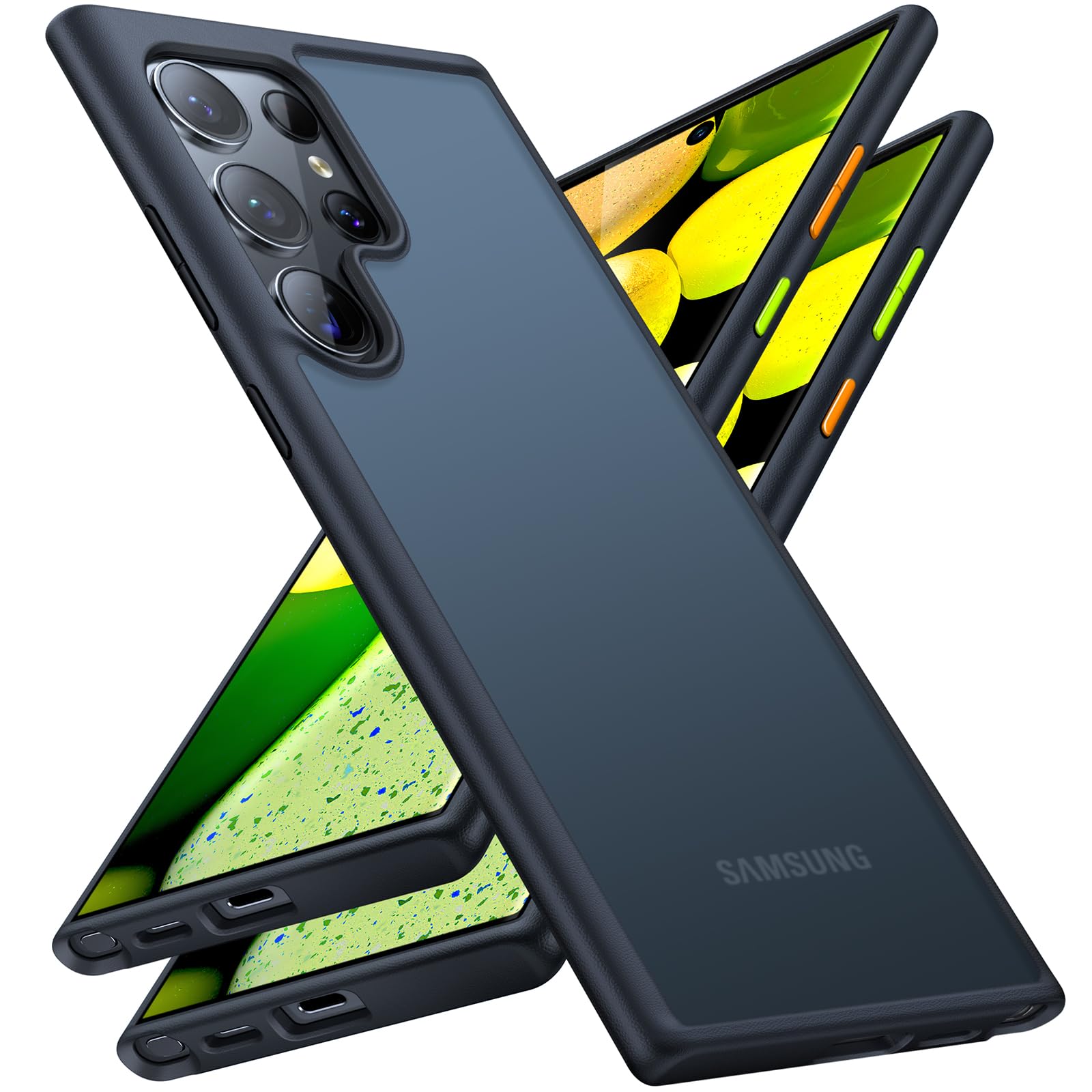 Torras Shockproof For Samsung Galaxy S24 Ultra Case 6.8'',12Ft Military Grade Drop Tested, Protective Hard Semi Clear Matte Back