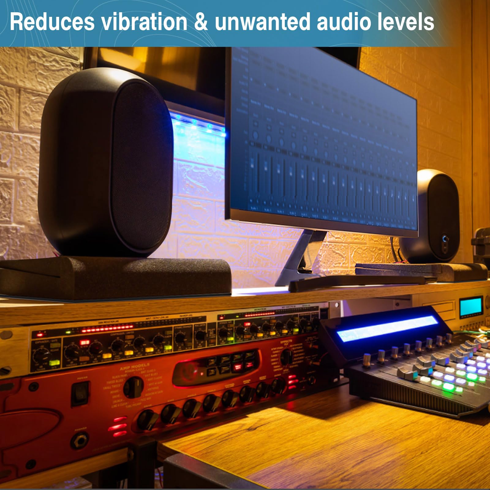 Qdvdq 2 Pack Speaker Isolation Pads, Innovative 3 Layer Construction, Subwoofer Isolation Pad, Studio Monitor Isolation Pads, Hi