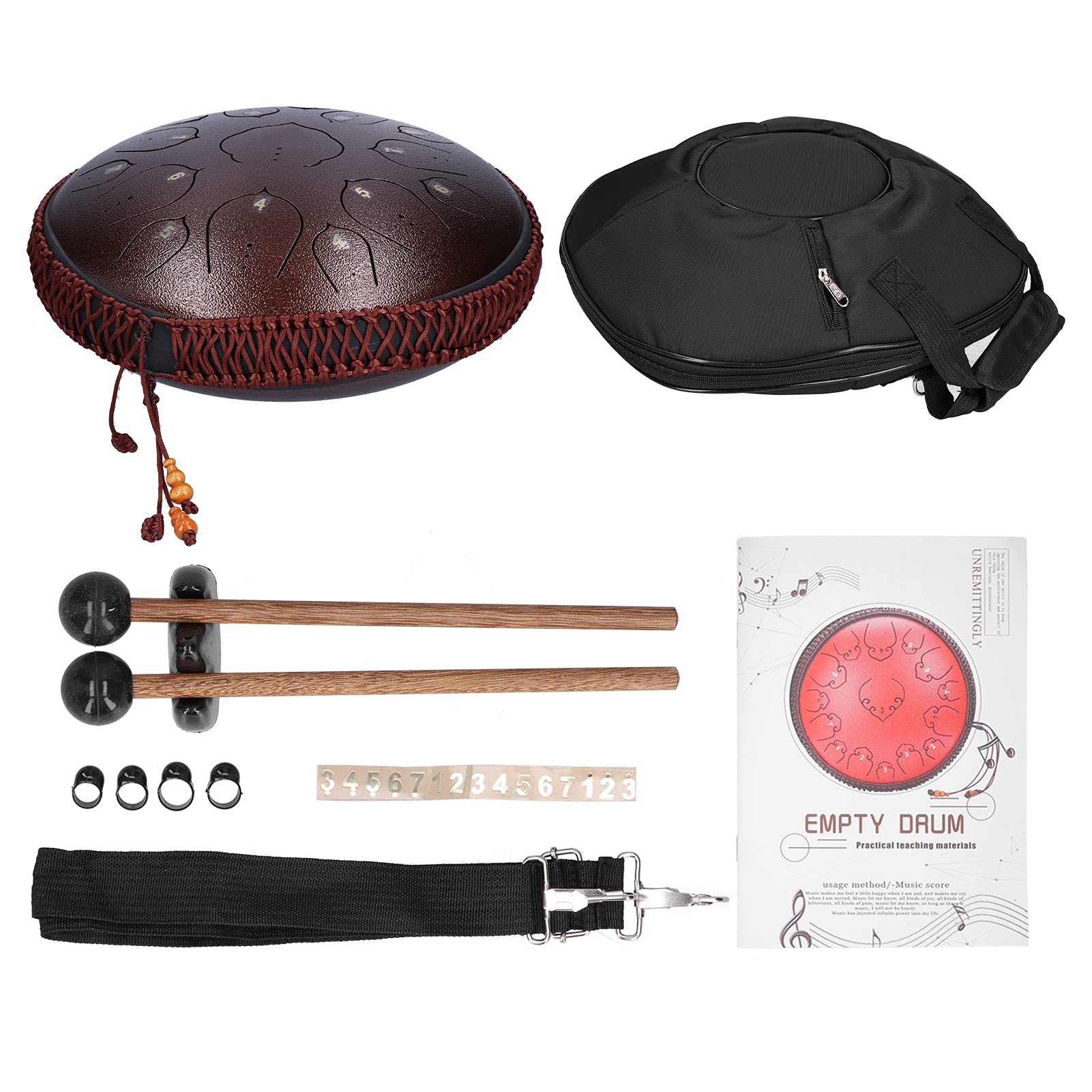 Ubersweet Percussion Drum, Beautiful Sound Tongue Drum 14In For Performance For Yoga Practice For Music Therapist (Dark Brown)