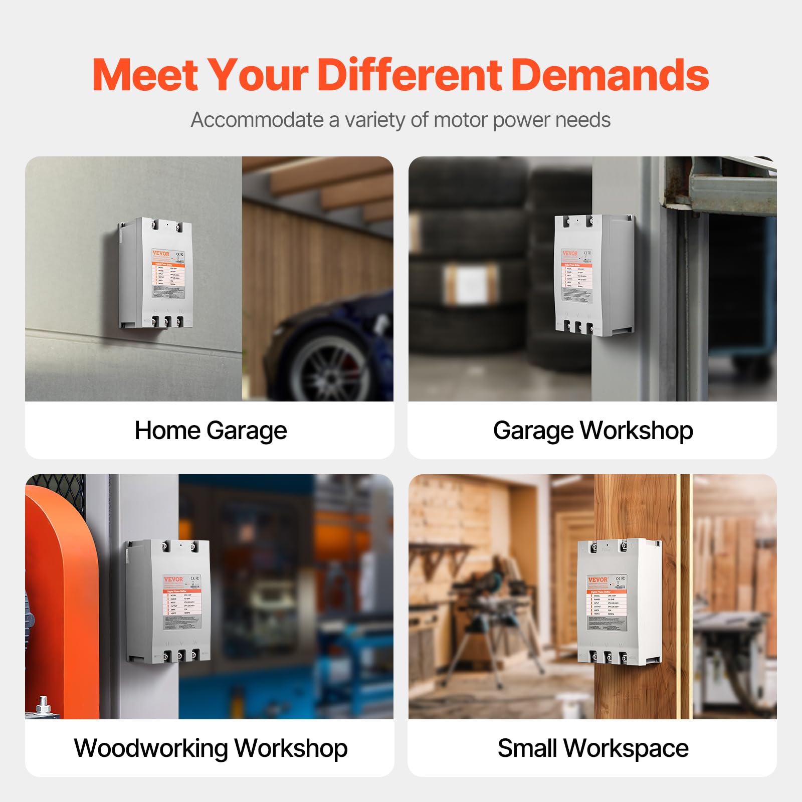 Vevor 3 Phase Converter - 15Hp 53A 220V Single Phase To 3 Phase Converter, 220V-240V Input/Output, Digital Phase Shifter For Res