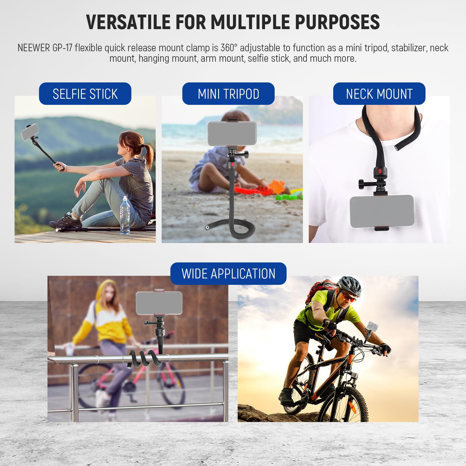 Neewer Flexible Phone Holder With Magnetic Quick Release Camera Mount Compatible With Insta360 Dji Action 4 Iphone, Bendable Sel