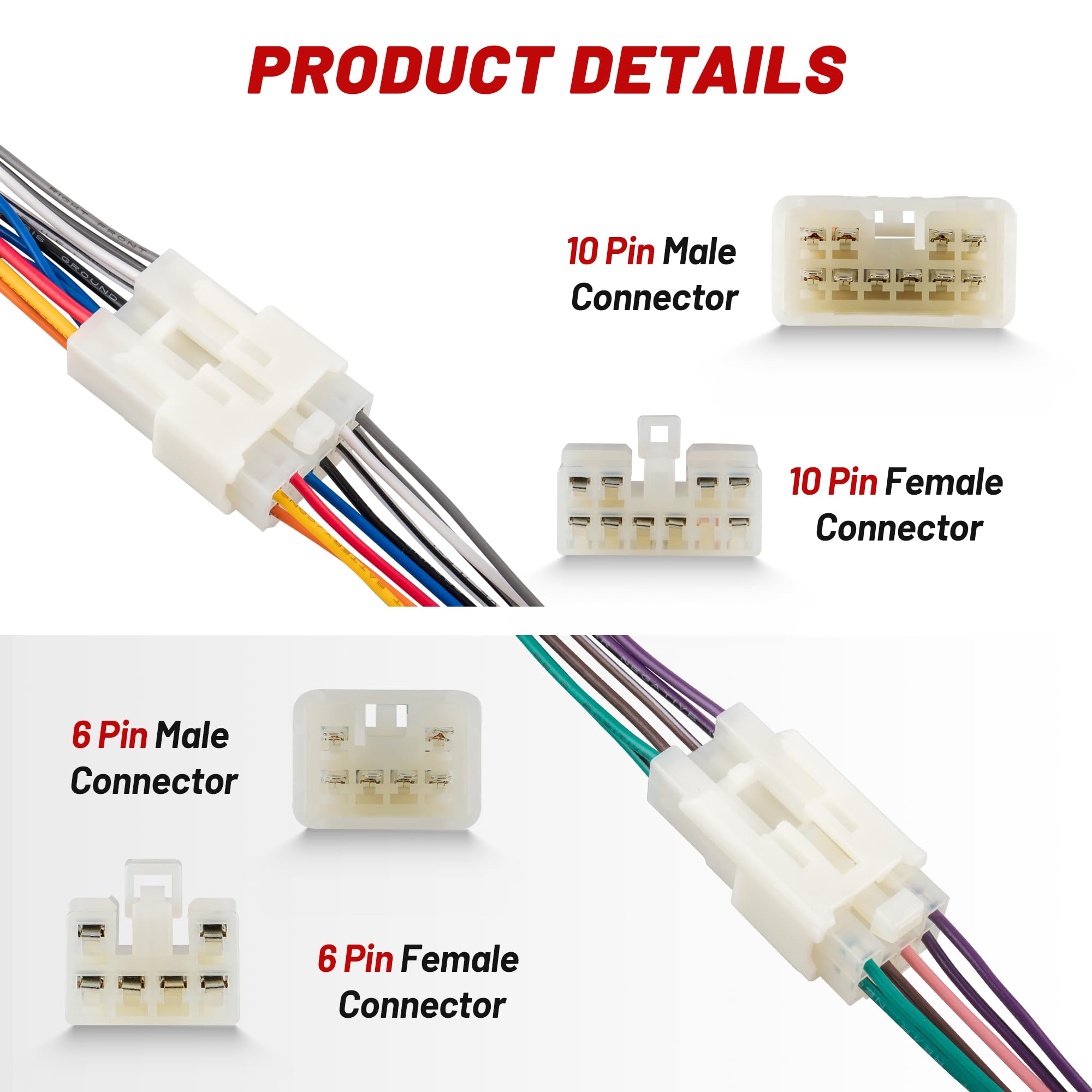 Red Wolf Stereo Harness For 1992 2019 Toyota, 2010 2019 Subaru Aftermarket Radio Wire Harness Female + Male Plug Connector Without Jbl System Add Subwoofer Amplifier