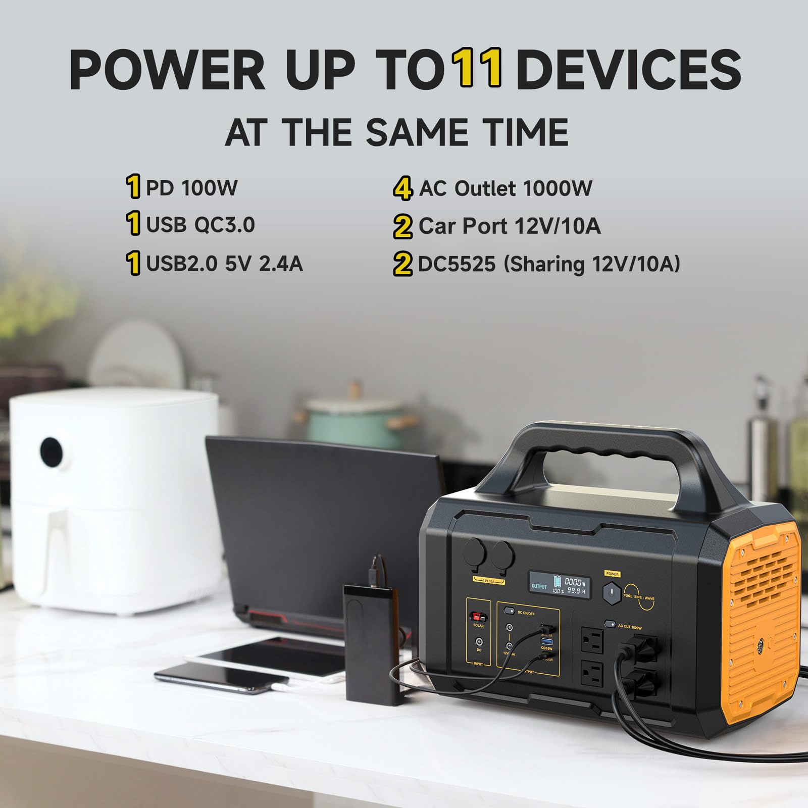 Portable Power Station 1024Wh, Solar Generator Lifepo4 (Lfp) Battery With 120V Ac Outlet, Fast Charging, Electric Generator For