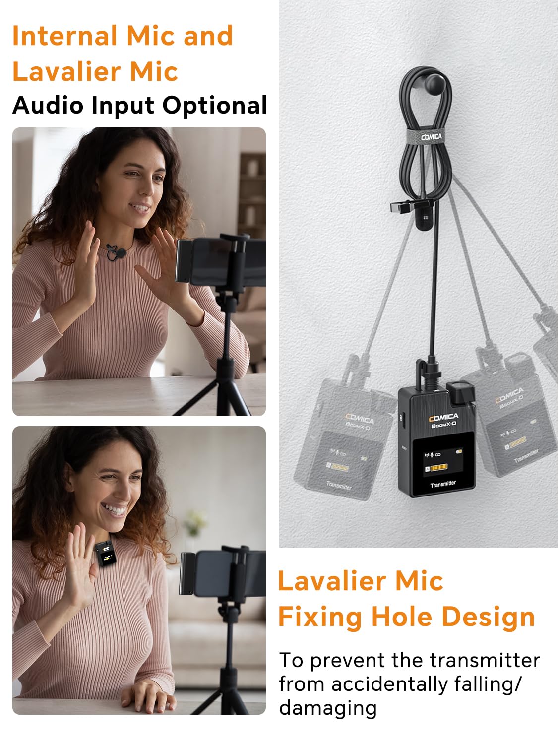 Comica Boomx-Duc2 2.4G Wireless Microphone For Iphone 15/16 Pro/Pro Max, Dual Lavalier Lapel Microphone With 2 Transmitter, Lav