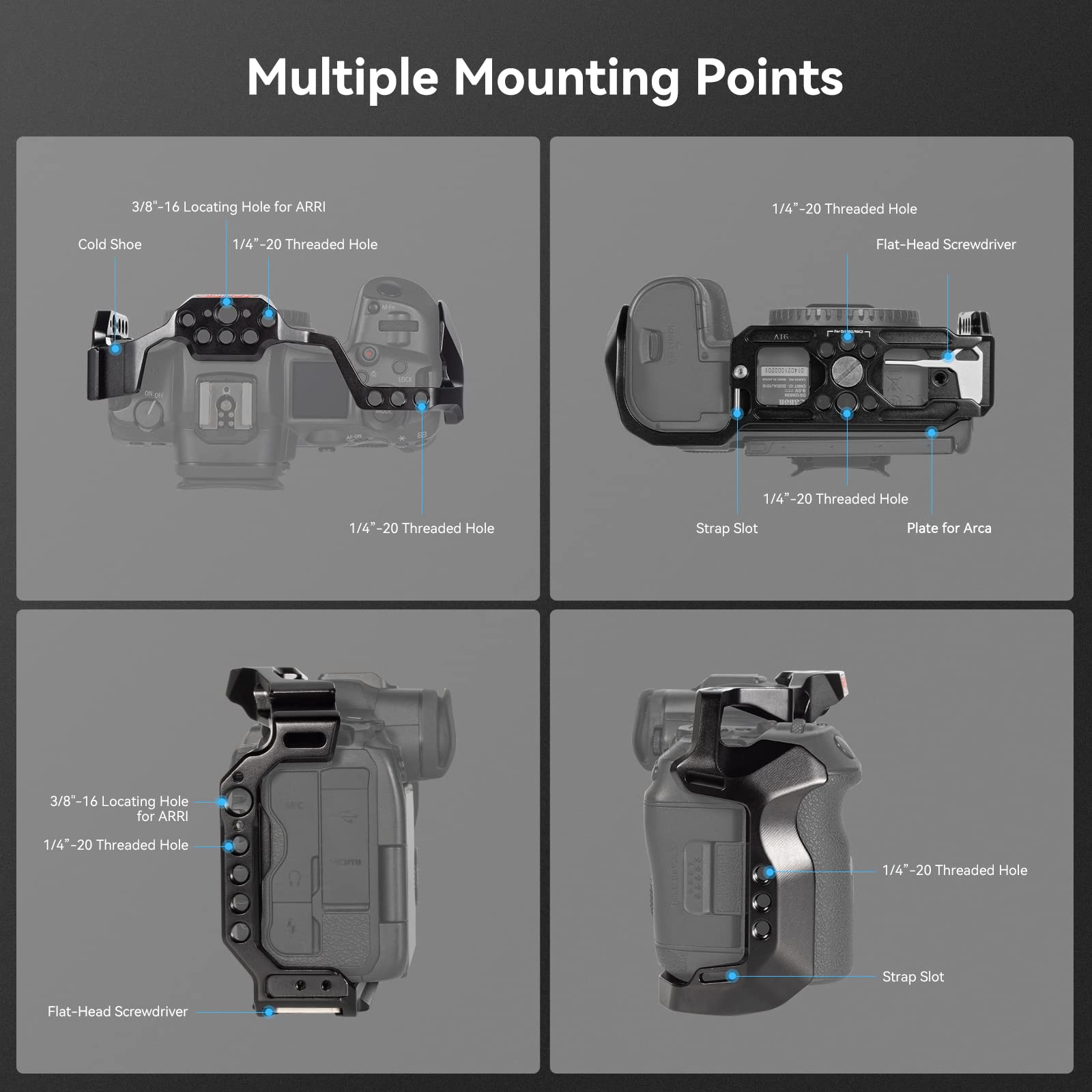 Smallrig R5/R6/R5 C Cage Kit For Canon R5/R6/R5 C, Camera Handheld Kit With Top Handle And Cable Clamp - 3830