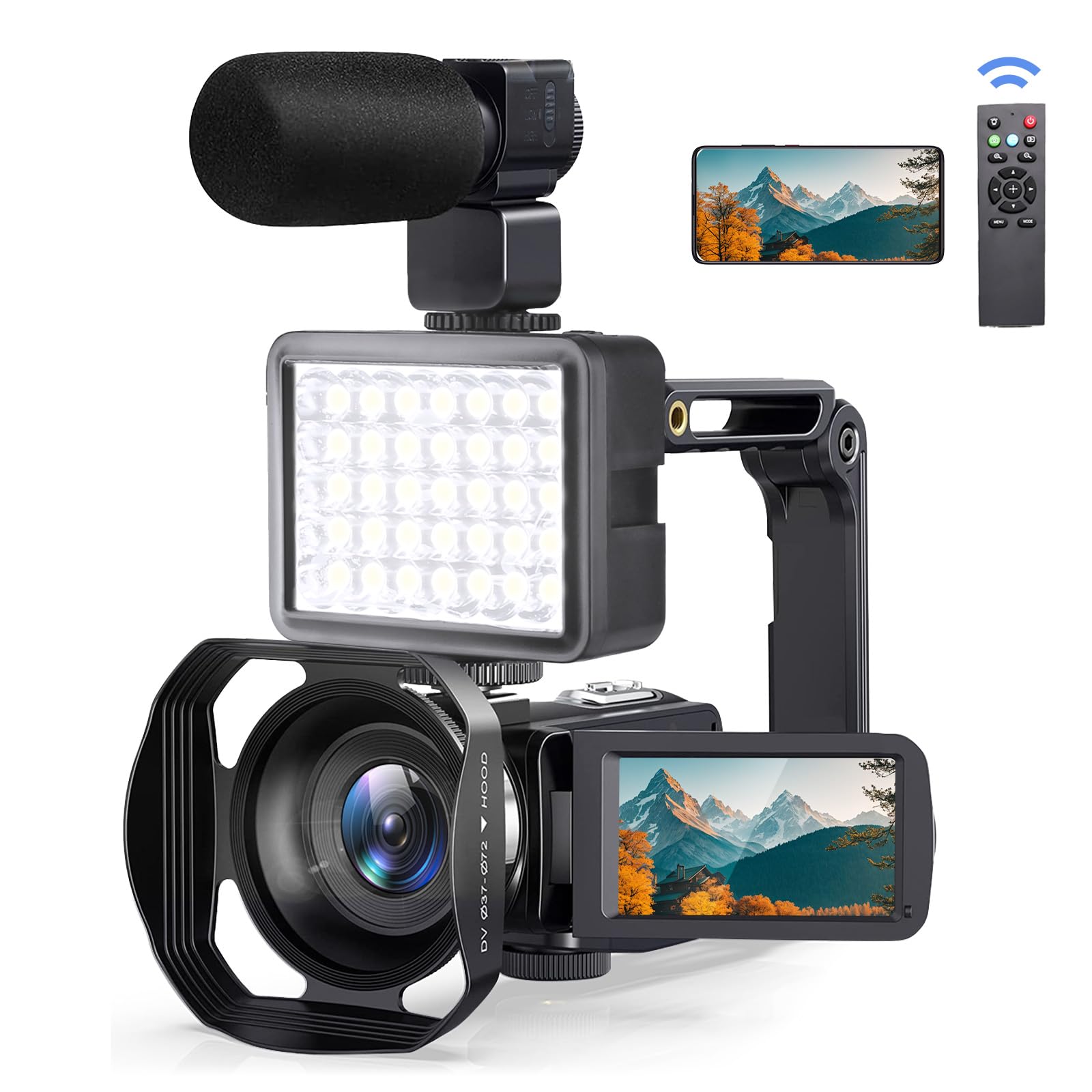 Ourlife 8K Video Camera Camcorder, UHD Digital Camcorder 8K/15FPS 4K/60FPS 5K 6K/30FPS Adjustable, 3 Touch Screen 18X, 64MP Phot