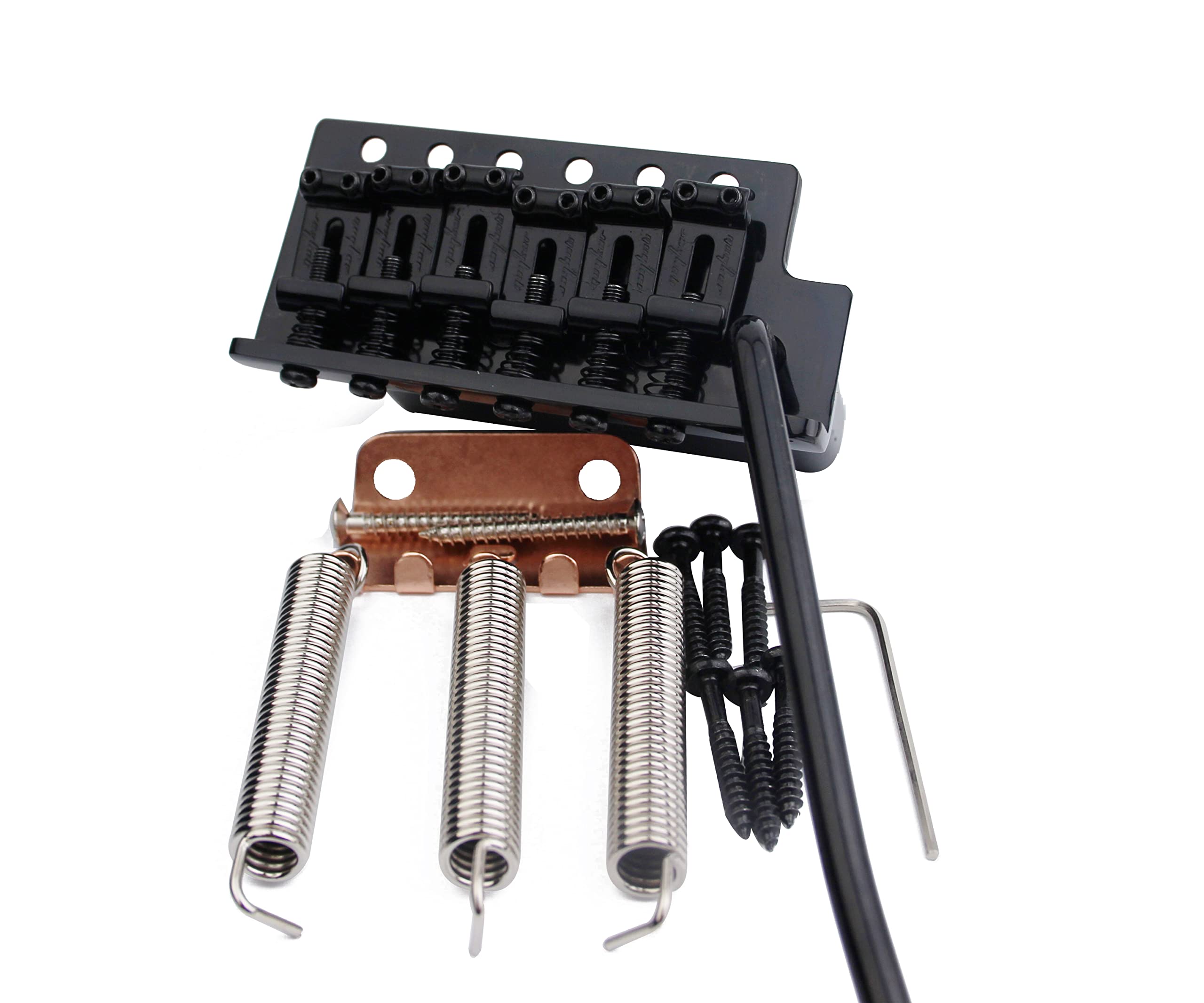 Guyker Tremolo Bridge Vintage Bent Steel Saddles And Zinc Block Compatible With Start St Electric Guitar (Gg 1004, Black)