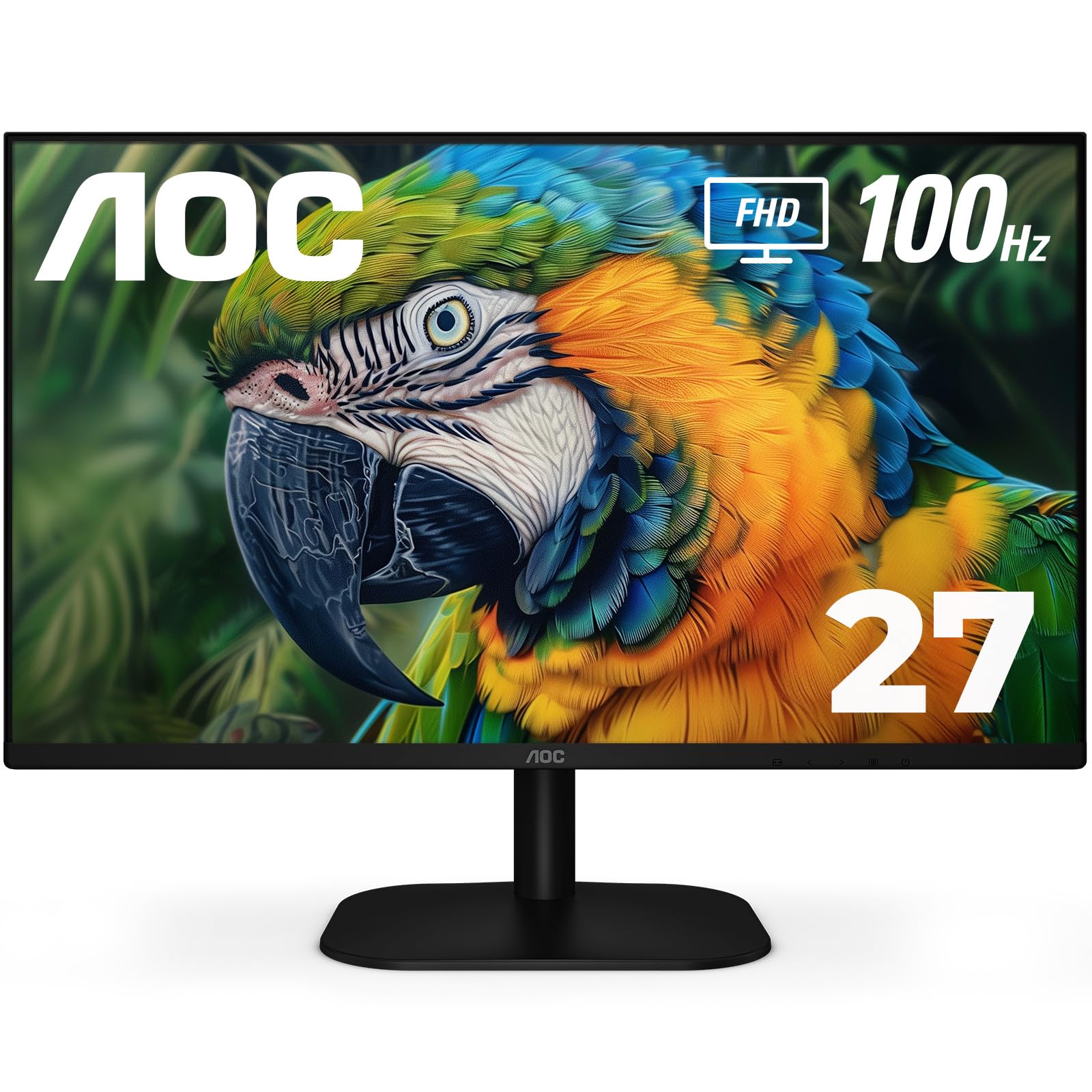 AOC 27B2H2 27 Frameless IPS Monitor, FHD 1920x1080, 100Hz, 101% sRGB, for Home and Office, HDMI x2, Low Blue Mode, VESA Compa