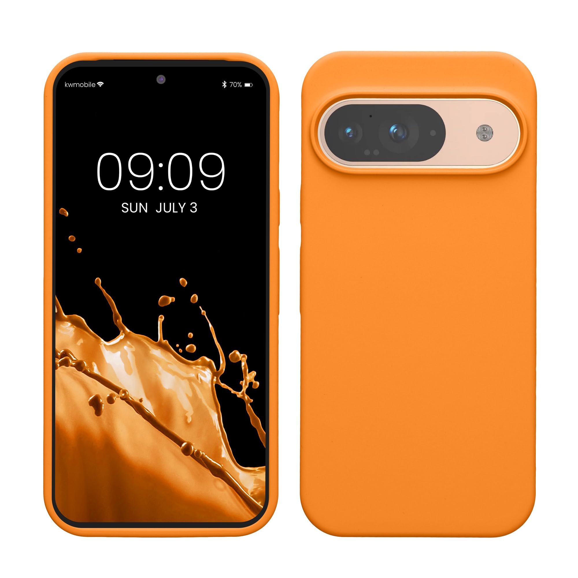 kwmobile Case Compatible with Google Pixel 9 / Pixel 9 Pro Case - TPU Silicone Phone Cover with Soft Finish - Fruity Orange