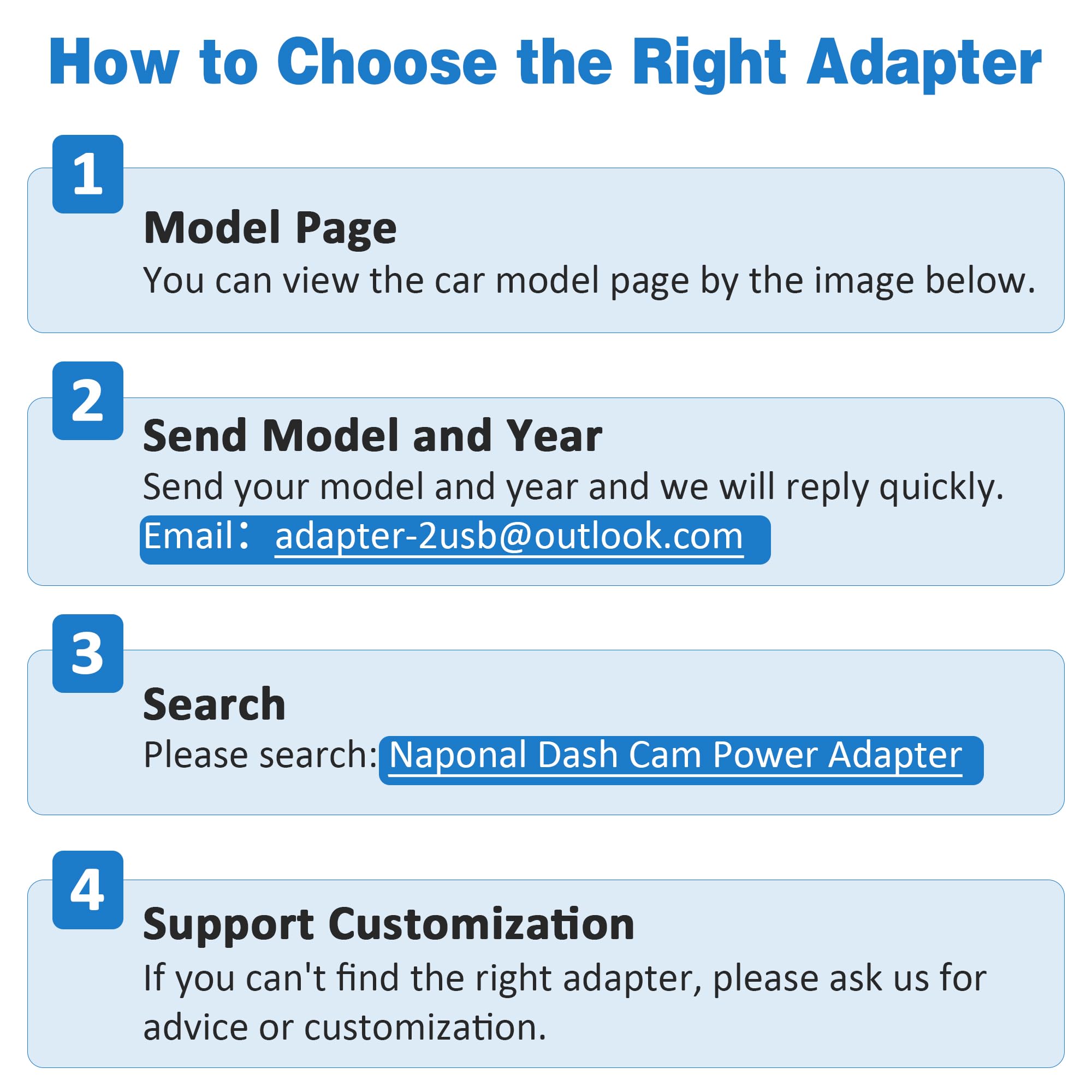 Naponal Gps Dash Cam Power Adapter, (7Pin Type B Connector)Mirror Camera Radar Charger Station Gps Dashcam Charger Cable For Sel