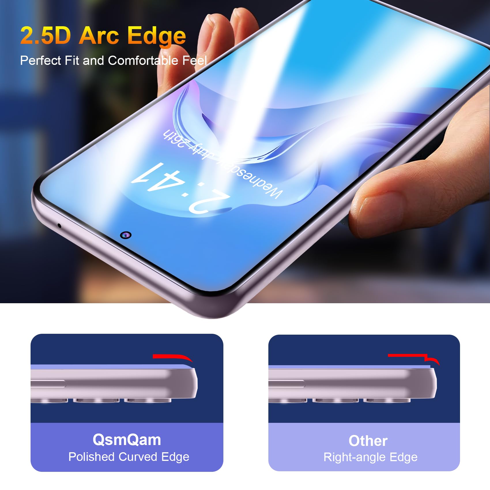 Qsmqam 3 Pack Screen Protector For Samsung Galaxy S23 Fe + 3 Pack Camera Lens Protector, Ultra Hd Tempered Glass, 9H Hardness, A