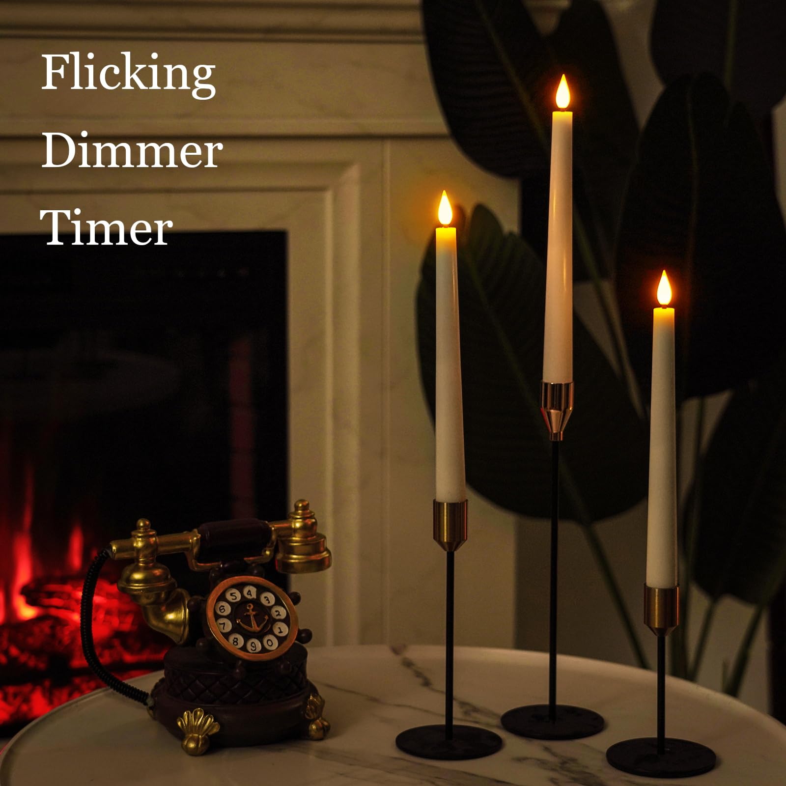 Homemory 6 Pcs Waxy Flameless Taper Candles With Remote, Led Flameless Candlesticks Classic Tall Taper Candles, Flickering Batte