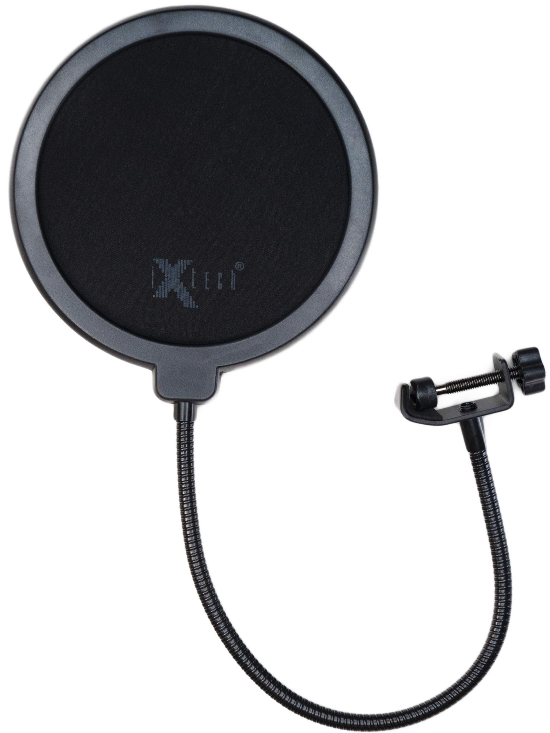 Ixtech Pop Filter For Mic Microphone, Blue Yeti Mic Pop Filter Dual Layered Wind Pop Screen With A Flexible 360 Degree Gooseneck