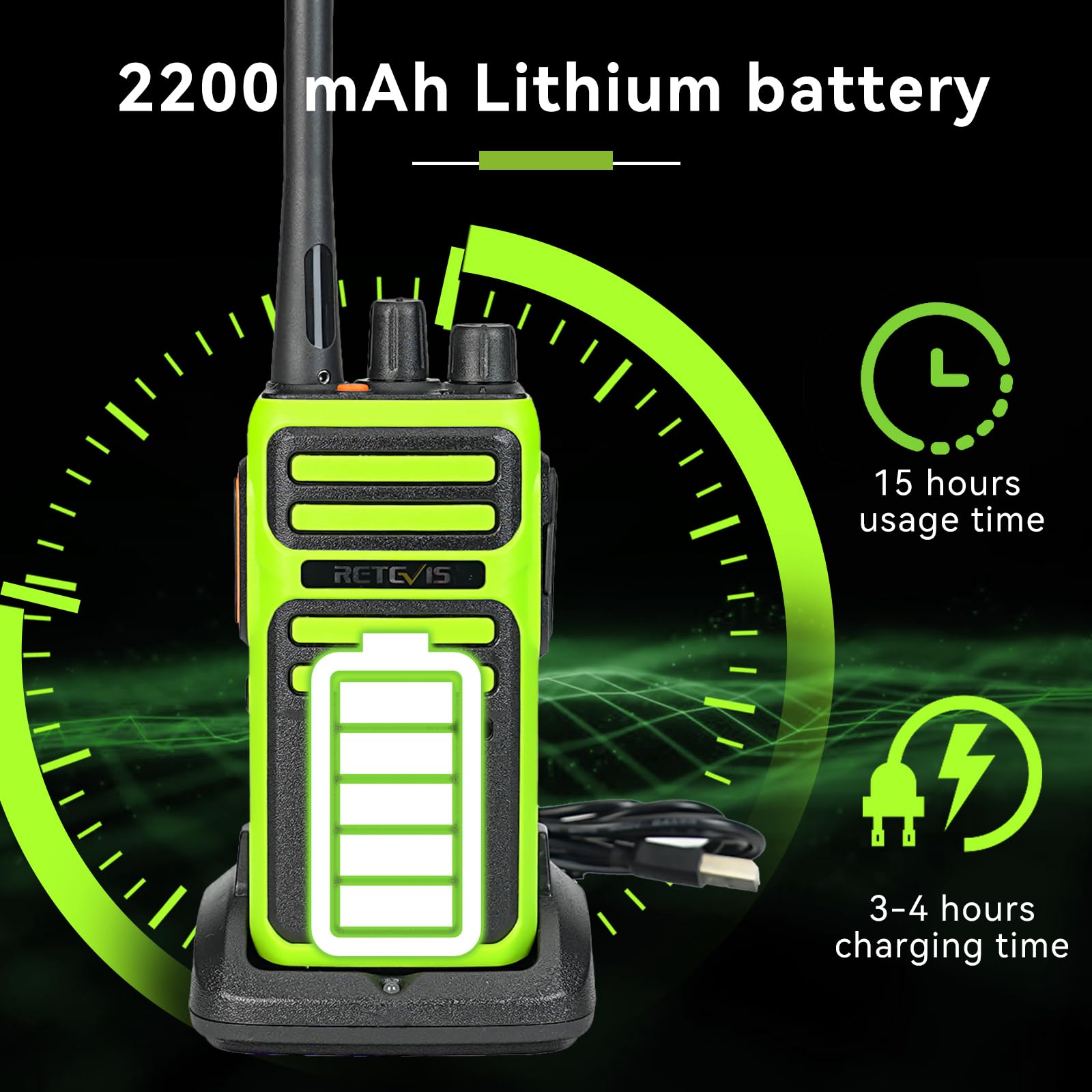 Retevis Rb17A Two Way Radios Long Range, 5 Watts Walkie Talkies, 2200Mah Rechargeable Battery, Repeater Capable, Walkie Talkie W