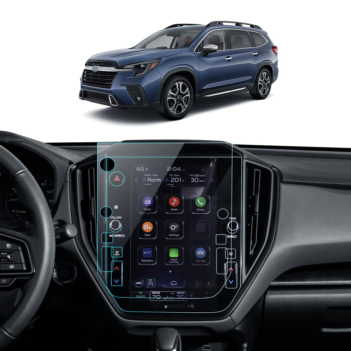 Lantu 2Pcs Ar Screen Protector For 2023 2024 Subaru Ascent Accessories Navigation Touchscreen Protector Film Accessories Anti-Re