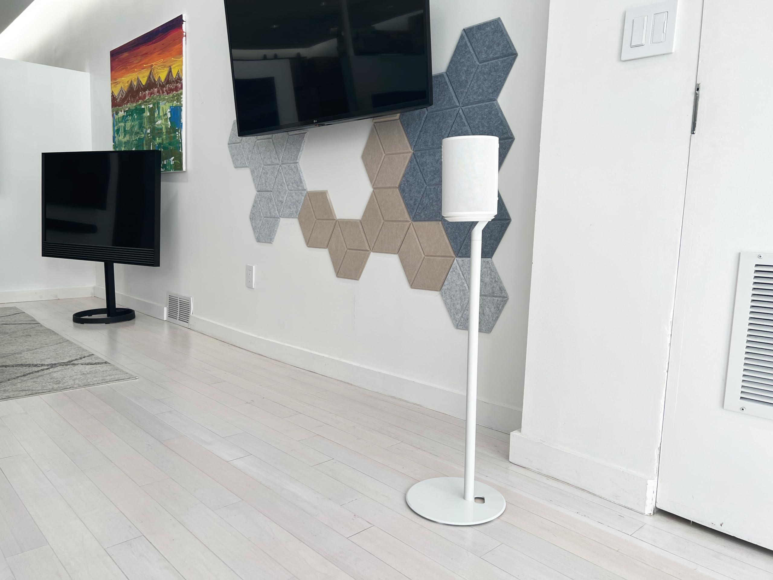 Ynvision.Design Fixed Height Floor Stand Compatible With Sonos Era 100 And Era 300   White 2 Pack (Pair)