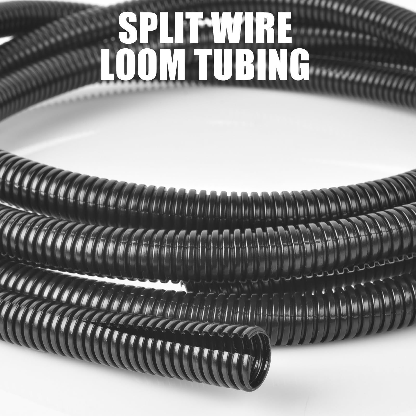 3/8 Inch Wire Loom Split Tubing   25 Ft Cord Protector Electric Wires Covers, Automotive Wire Flexible Conduit