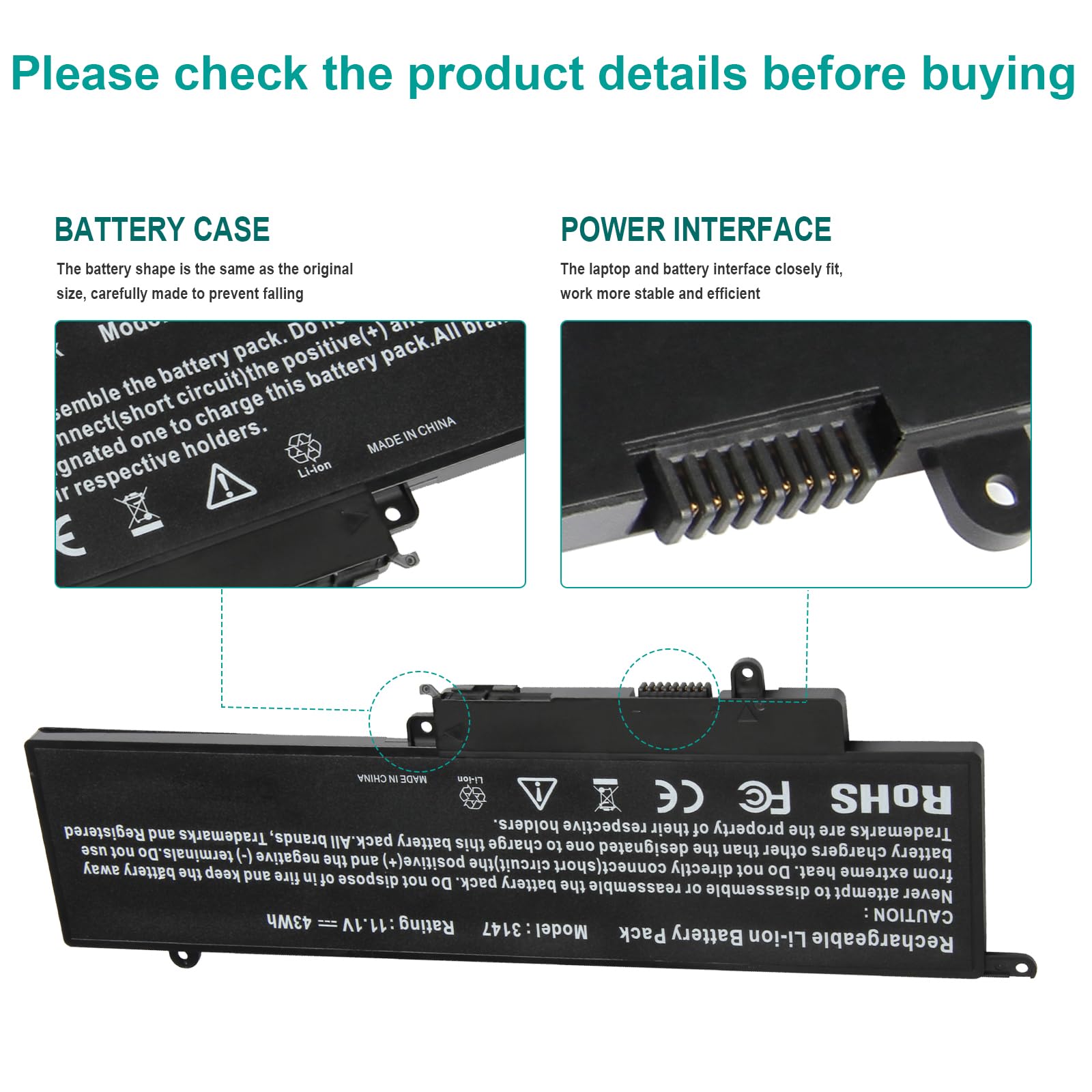 Fancy Buying GK5KY Li-polymer Laptop Battery for Dell Inspiron 11 3000 13 7000 15 7000 Series 11.1V 43Wh