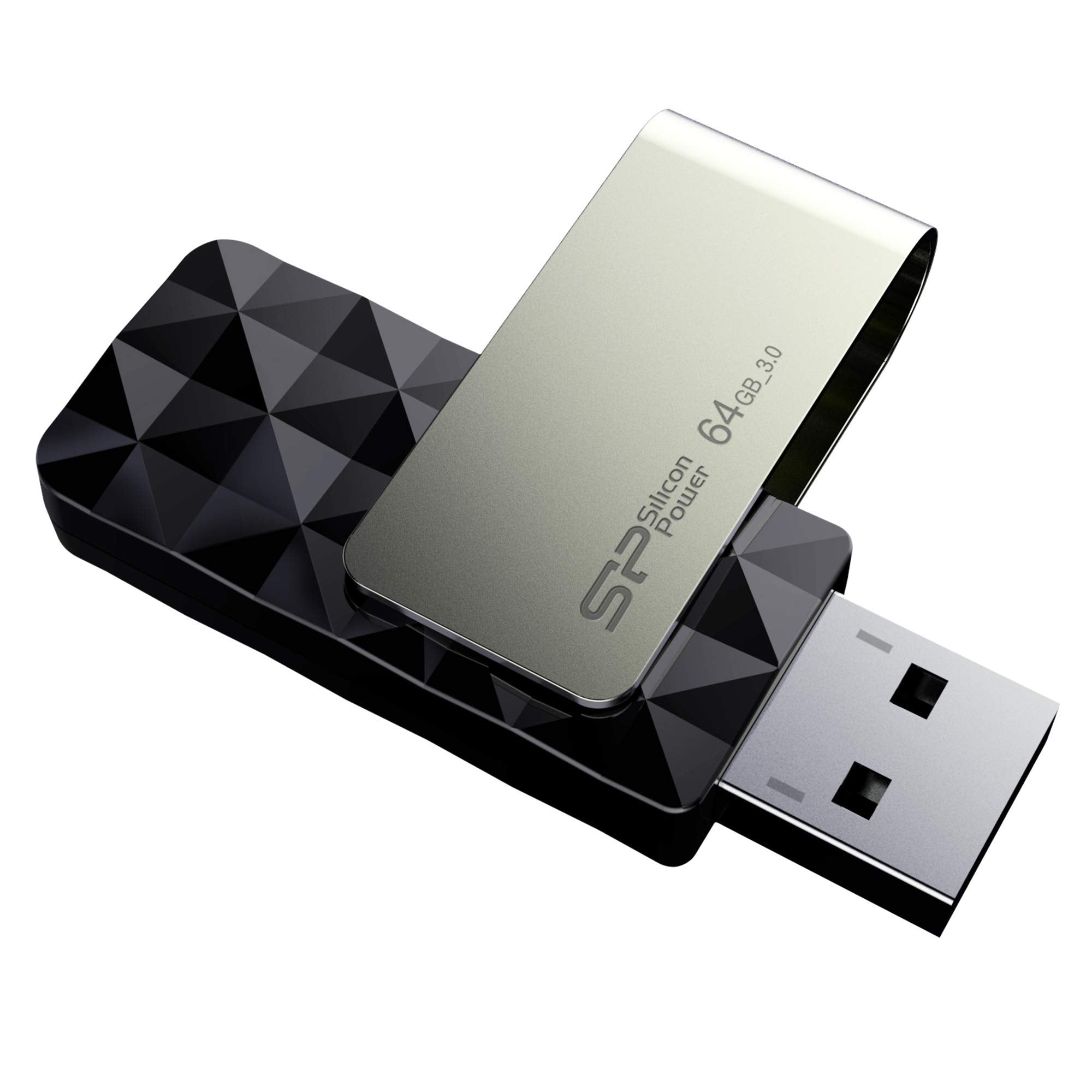 Silicon Power 64Gb Blaze B30 Usb 3.0 Swivel Flash Drive, Black (Sp064Gbuf3B30V1K)