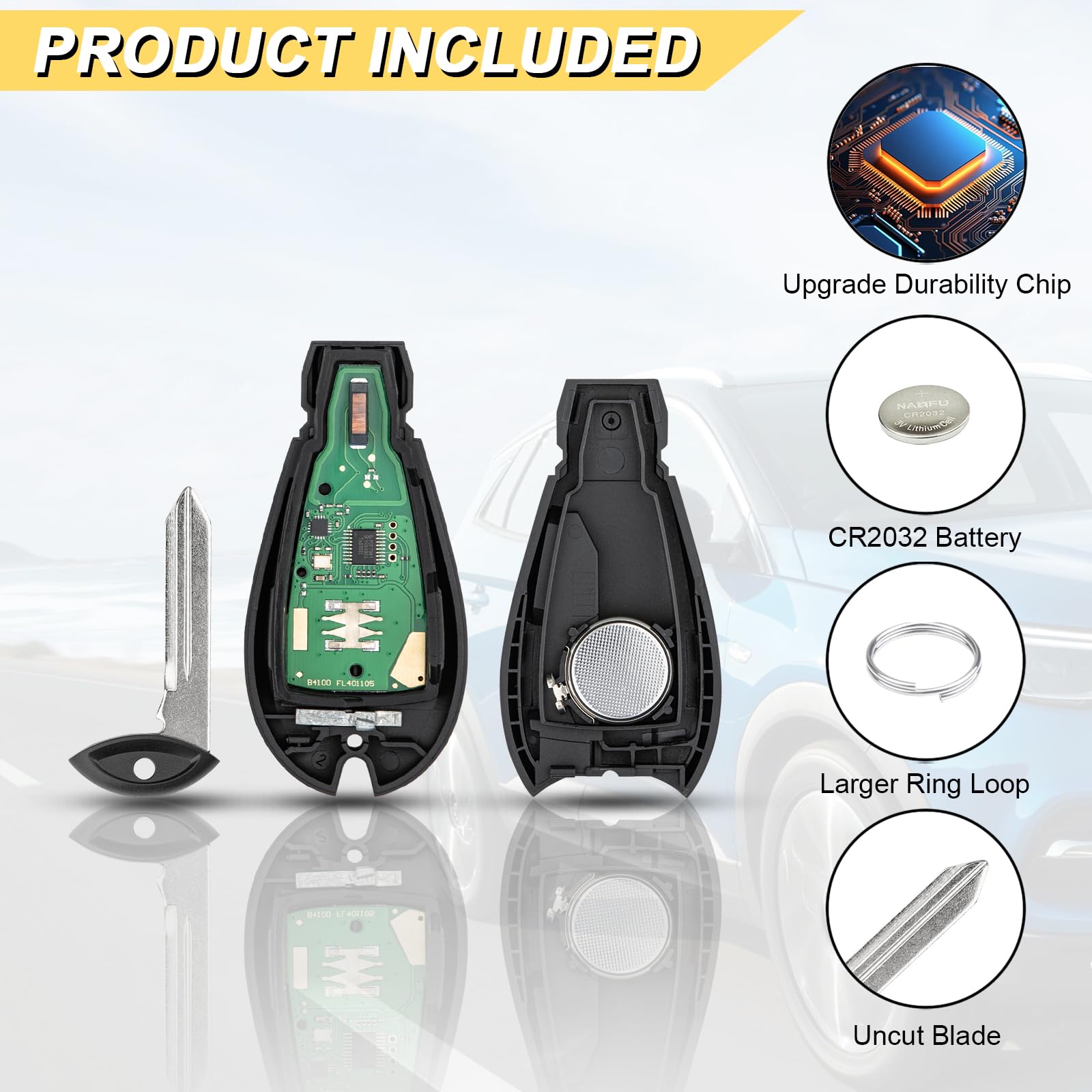 Vurkcy Key Fob Replacement For 2012 2013 2014 2015 2016 Dodge Dart Car Keyless Entry Remote Control, M3N32297100, 4 Buttons