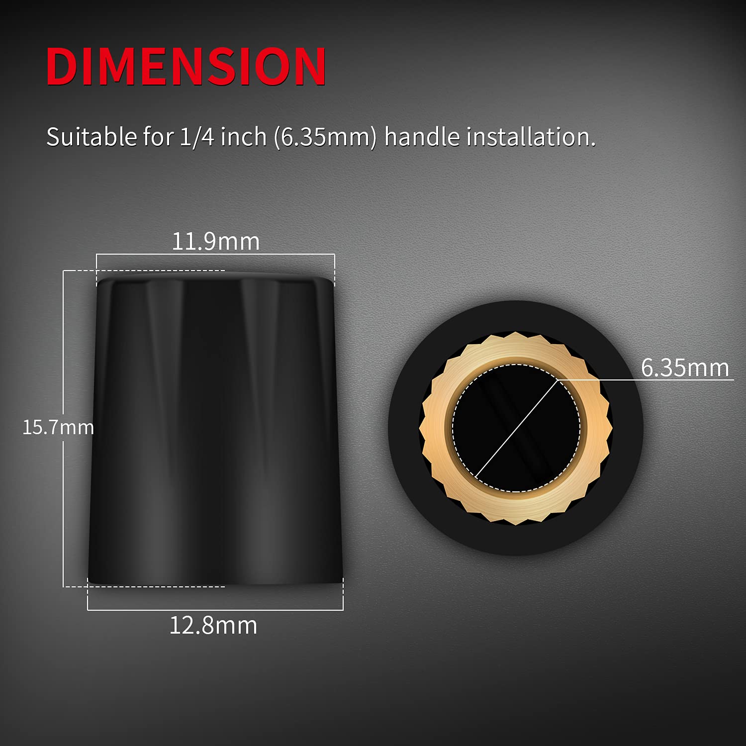 Daiertek 10Pcs Black Davies 1900H Clone Guitar Effect Pedal Knob 1/4 Shaft Set Screw For Amplifier Amp Boss Volume Control