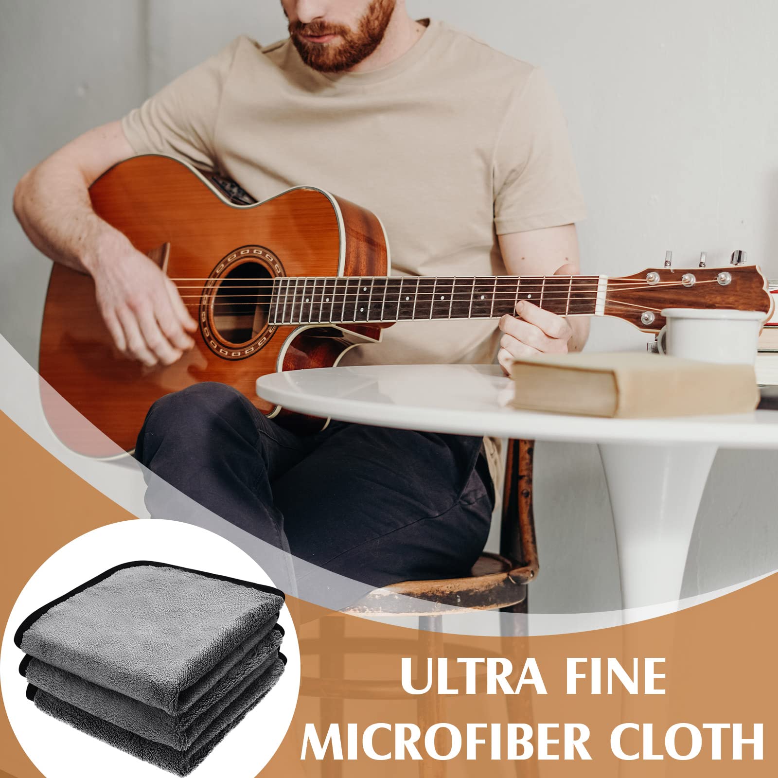 3 Pack Plush Microfiber Guitar Cloth Soft Cleaning Polishing Cloth Microfiber Towels For Guitar Bass Violin Piano Cleaning Instr
