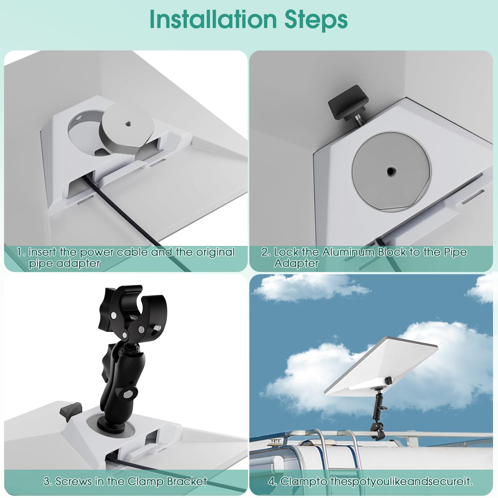 Starlink Mini Bracket, Multi-Function Rv Pole Clamp Bracket, Compatible With Original Tube Adapter Adjustable Clamp For Rv/Pole/