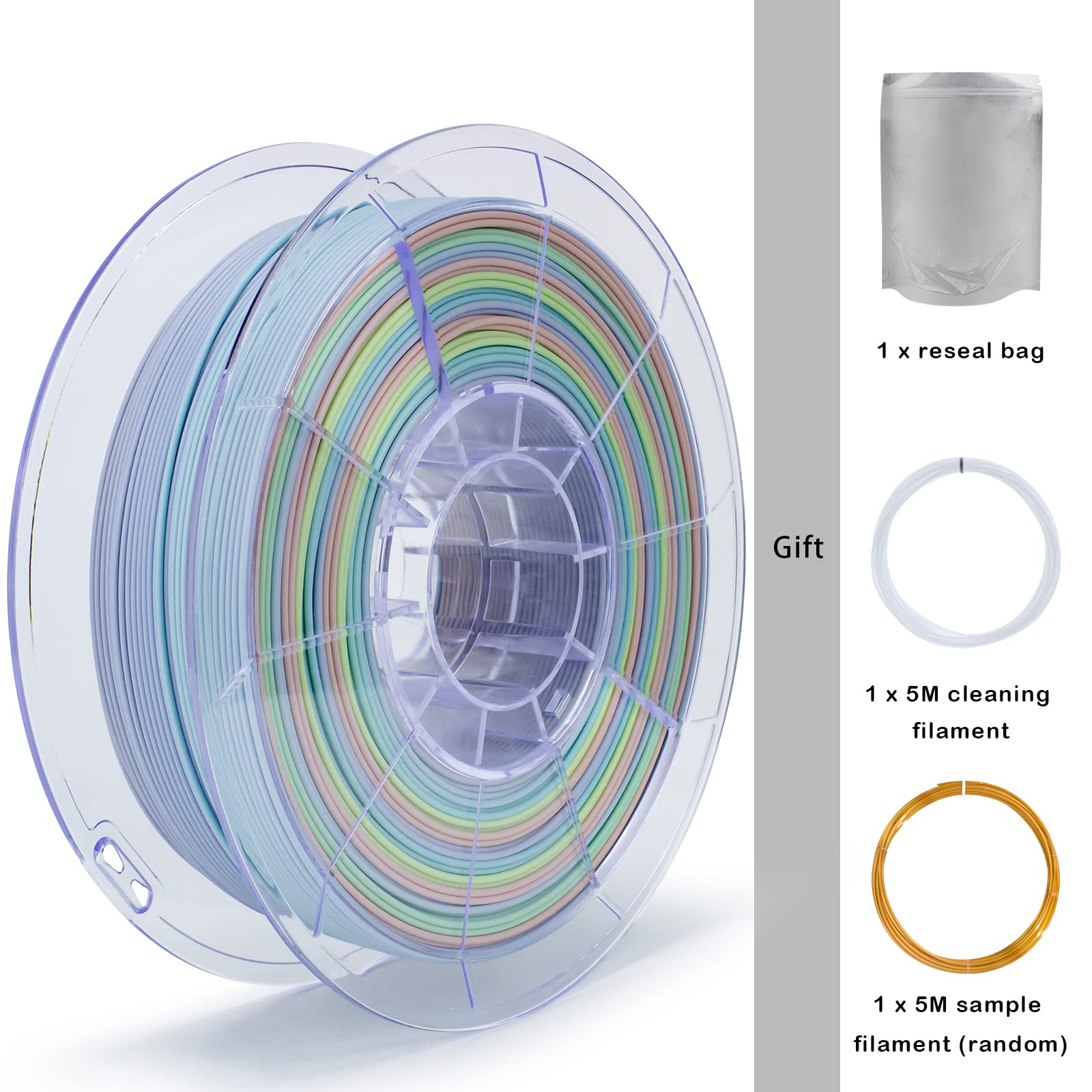 Ziro 3D Printer Filament,Matte Pla Filament 1.75Mm,Multicolor Rainbow Pla Filament,1Kg/2.2Lb,Macaron