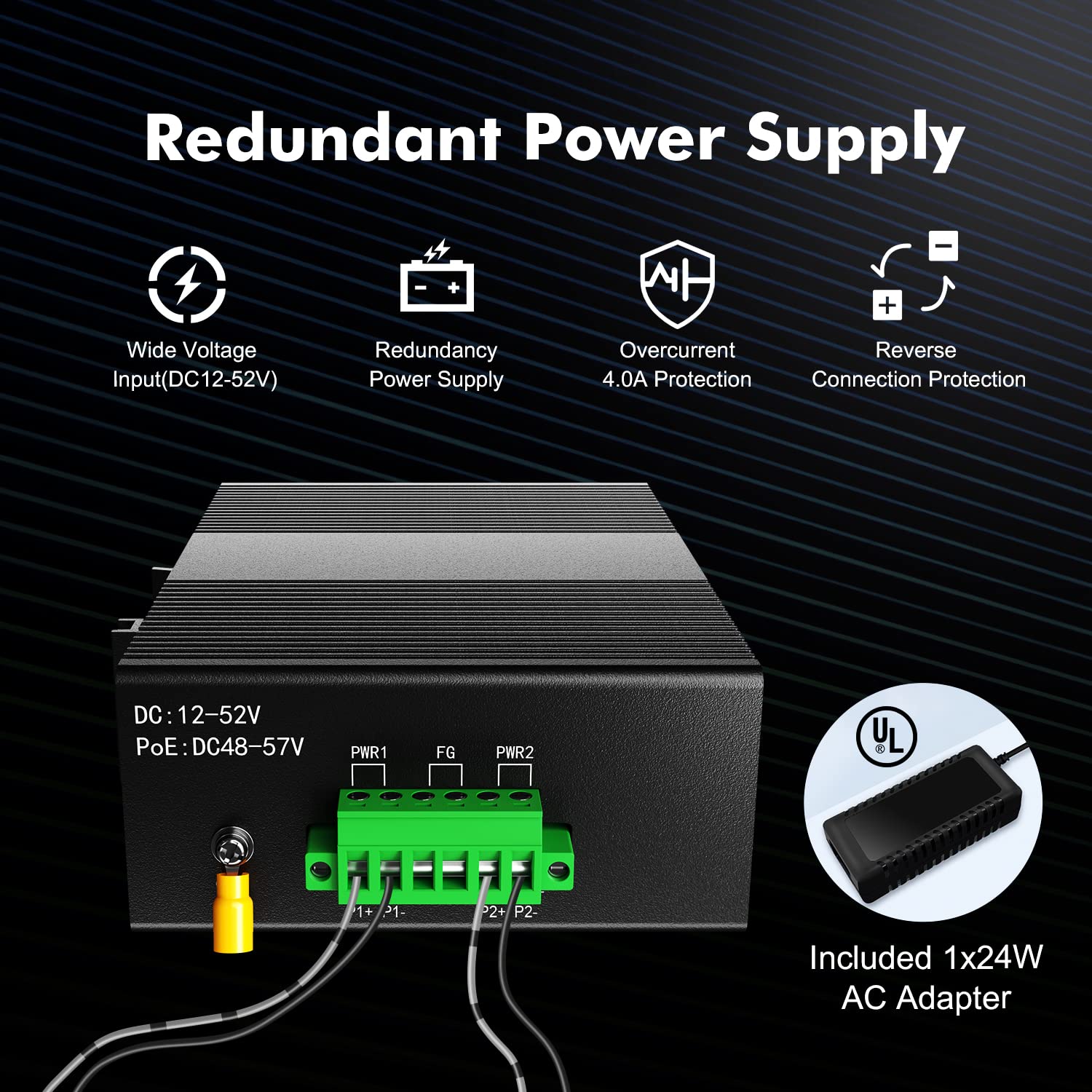 Mokerlink 8 Port Gigabit Industrial Din Rail Ethernet Switch, 16Gbps Switching Capacity, Ip40 Rated Network Switch ( 40 To 185F)