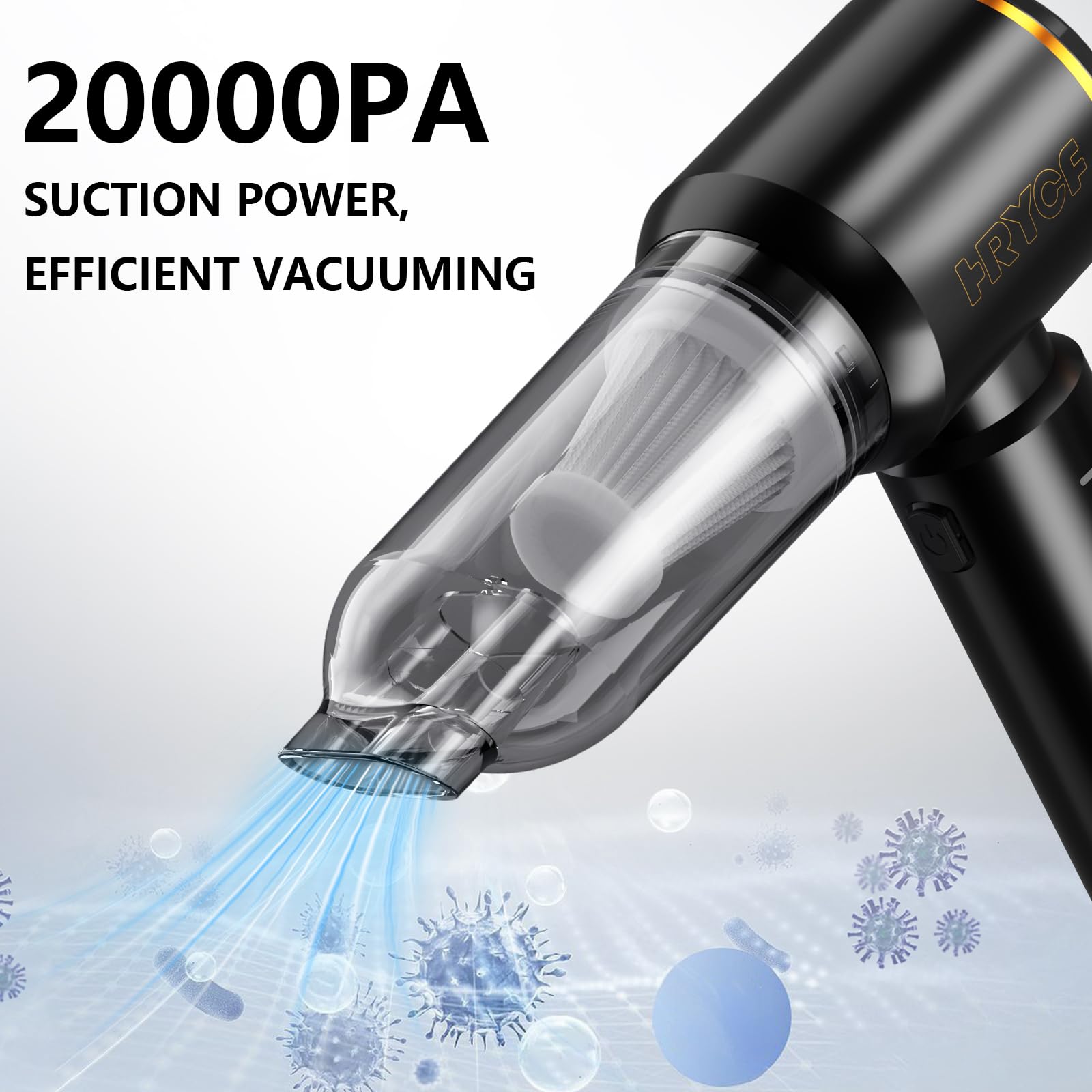 Hrycf Handheld Vacuum,Car Vacuum Cleaner,4-In-1 20000Pa High Power Portable Rechargeable Vacuum Cleaner With Brushless Motor, Sm